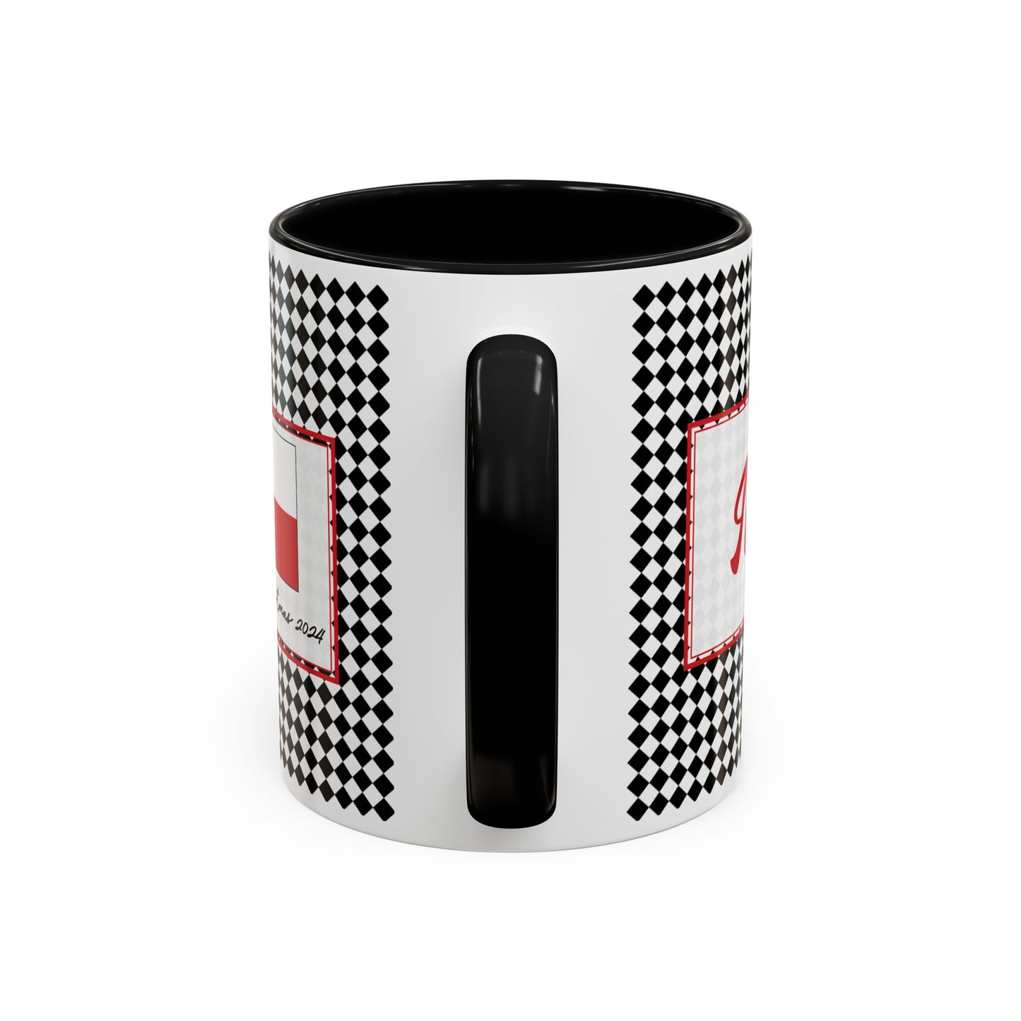 Nog- Black Argyle Personalizable Christmas Ceramic Mug (11oz, 15 oz)