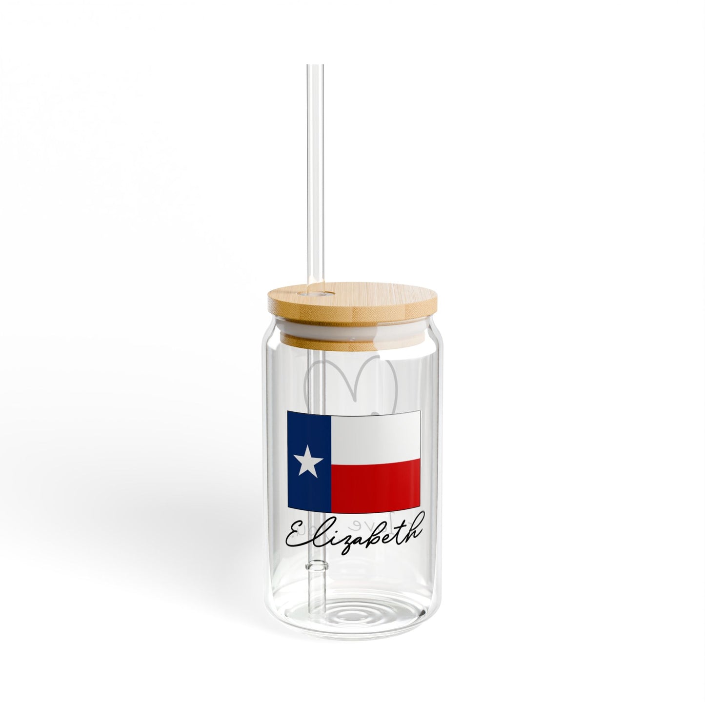 Hi. I Love You. Texas State Flag Valentines Personalizable Custom Name Sipper Glass, 16oz