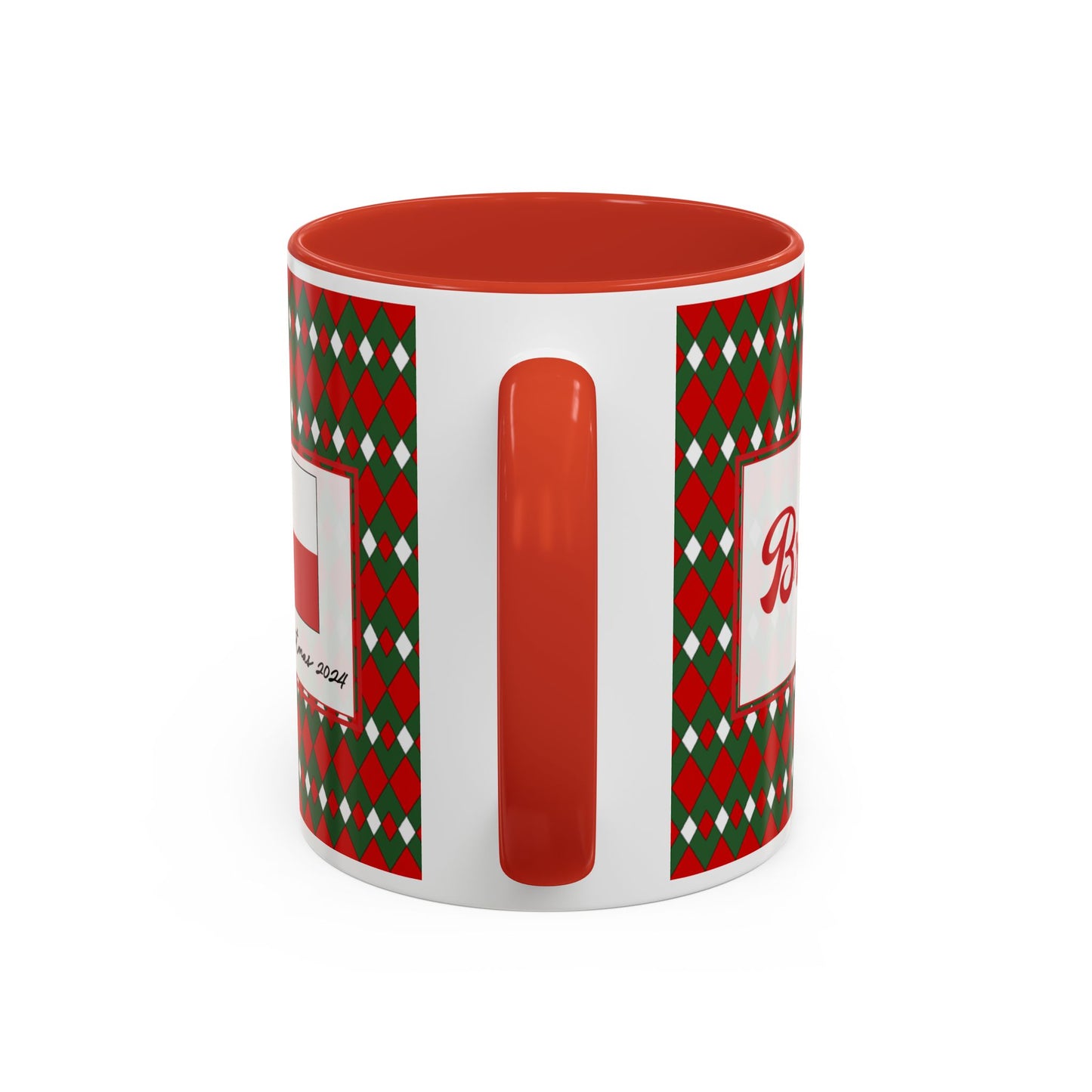 Bright- Christmas Fancy Argyle Personalizable Christmas Ceramic Mug (11oz, 15 oz)