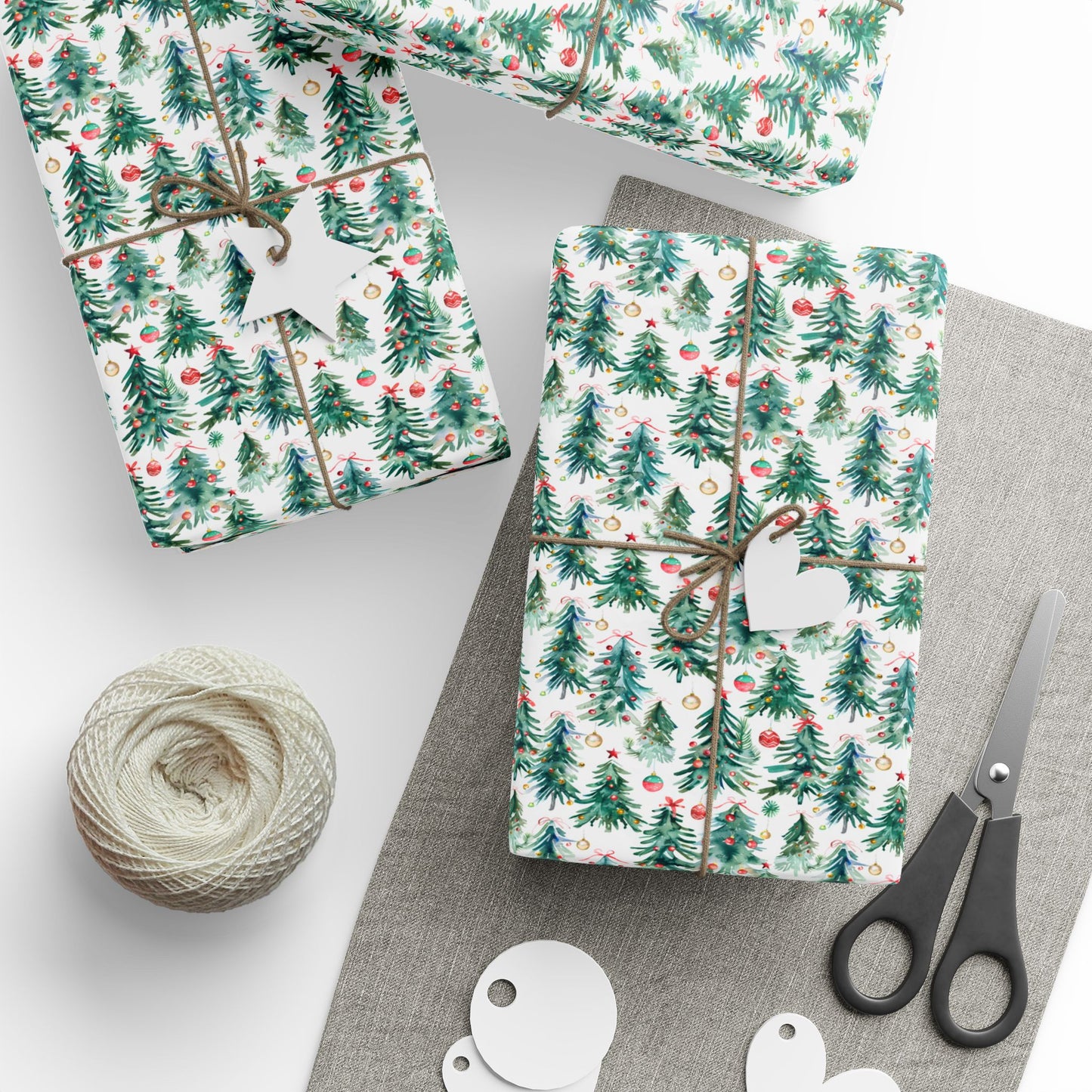 Watercolor Christmas Trees Wrapping Paper
