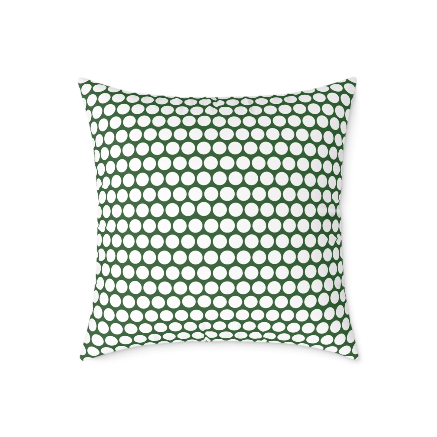 White Polka Dot on Green Christmas Decorative Pillow | Double‑Sided Poly Canvas Cushion, Vibrant Holiday Décor, 5 Sizes
