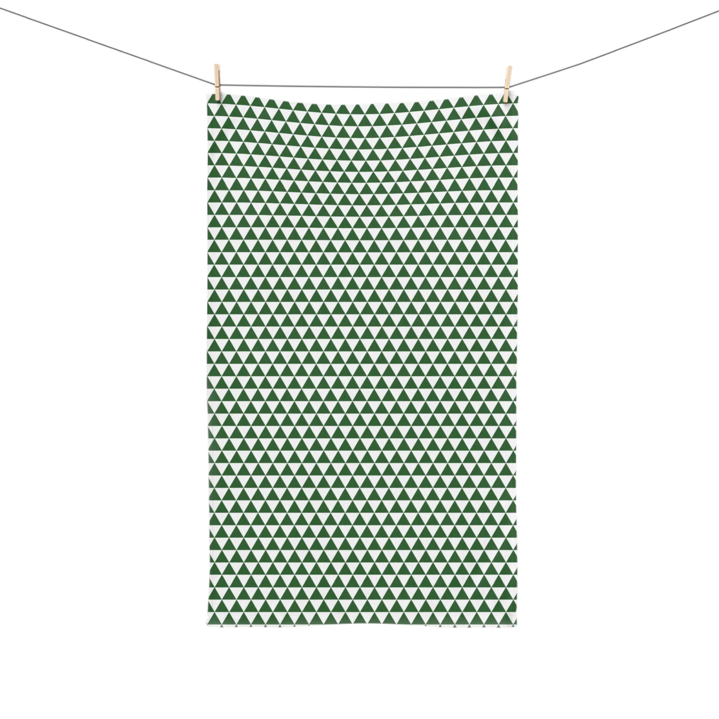 Green Triangle Holiday Hand Towel | Soft Cotton Back, Polyester Front, Festive Home Décor