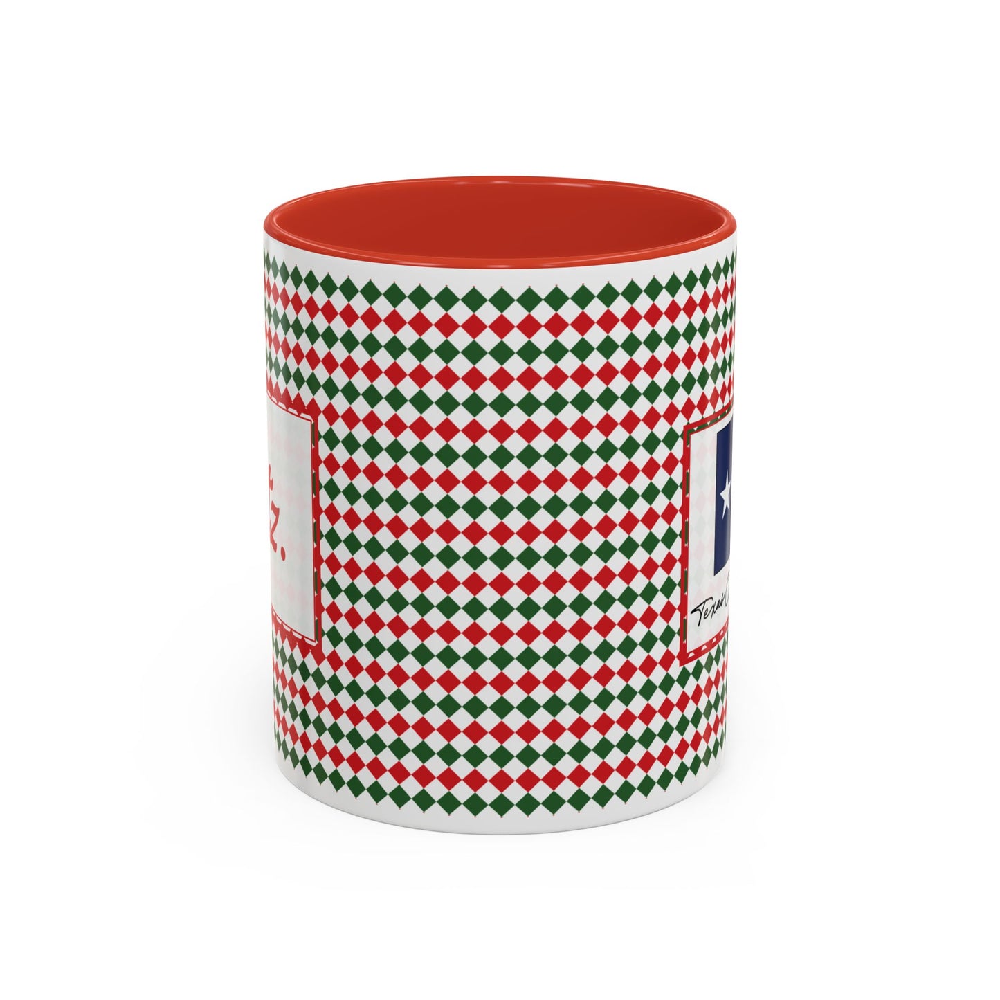 Blitz- Christmas Argyle Personalizable Christmas Ceramic Mug (11oz, 15 oz)