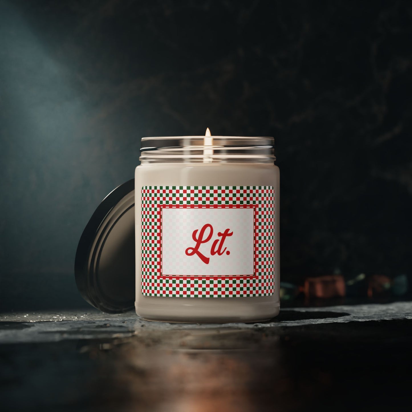 Lit- Christmas Checkered Scented Soy Candle, 9oz