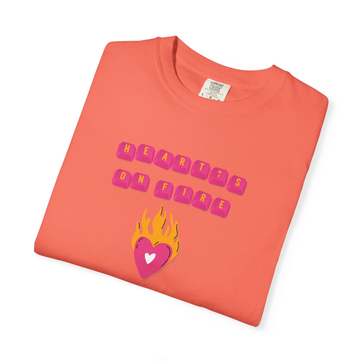 HEART'S ON FIRE Key Caps Flaming Heart Unisex Garment-Dyed T-shirt