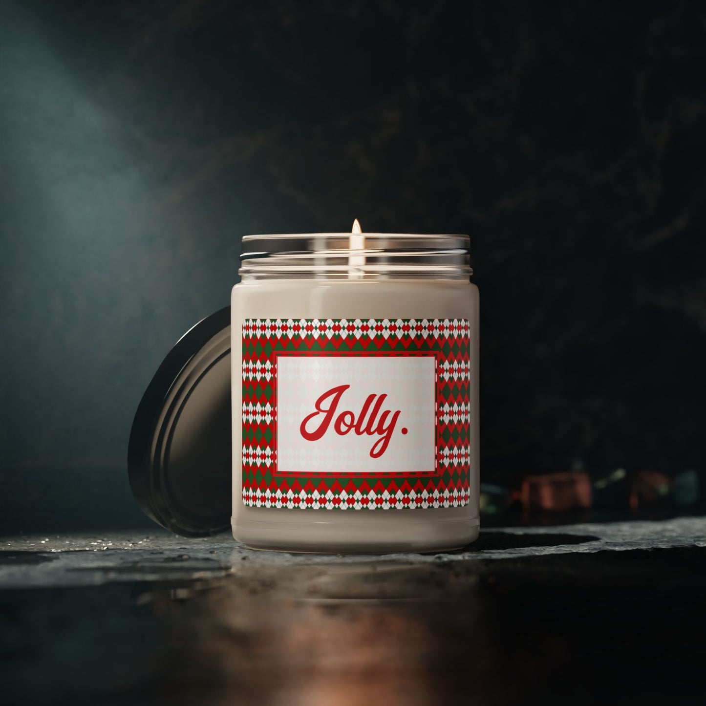 Jolly- Christmas Extra Argyle Scented Soy Candle, 9oz