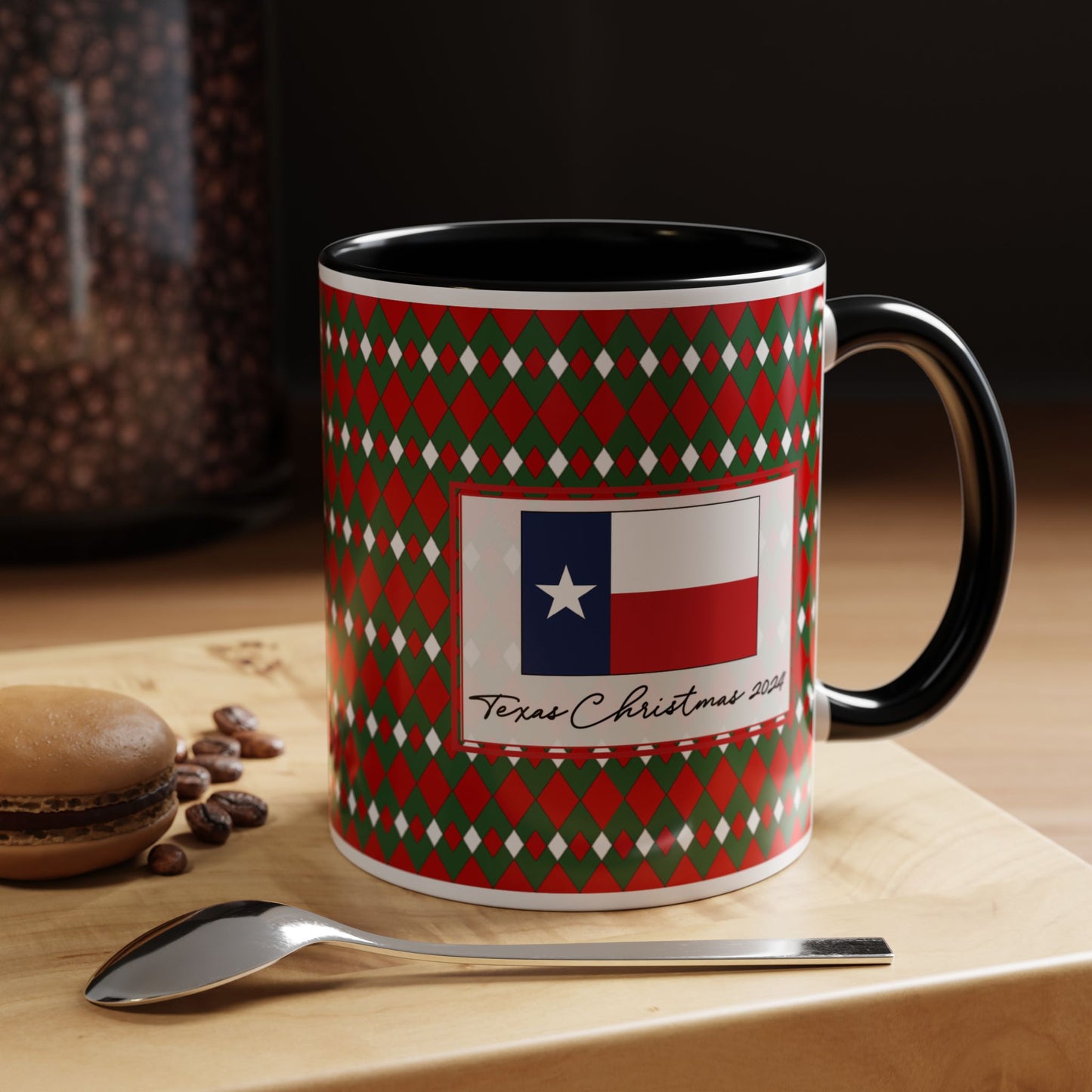 Bright- Christmas Fancy Argyle Personalizable Christmas Ceramic Mug (11oz, 15 oz)