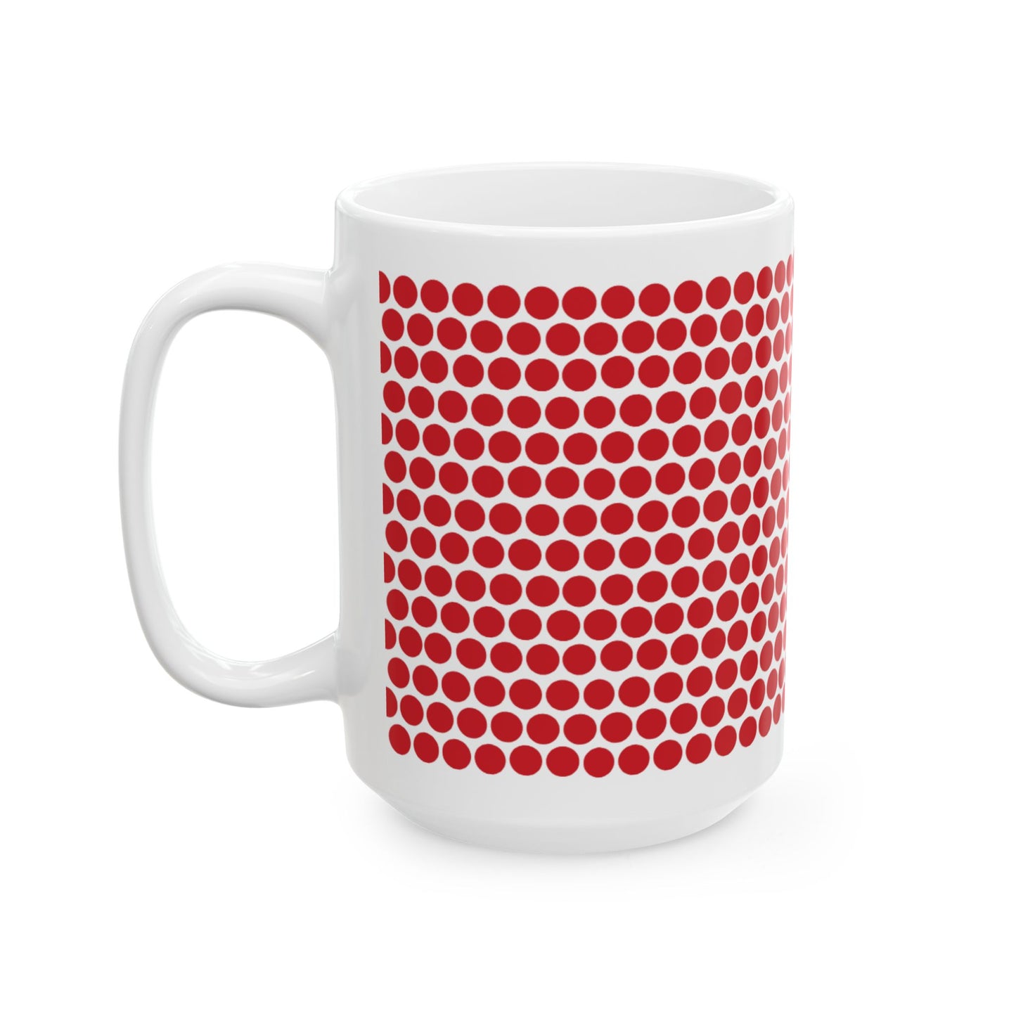 Red Polka Dot Ceramic Mug, (11oz, 15oz)