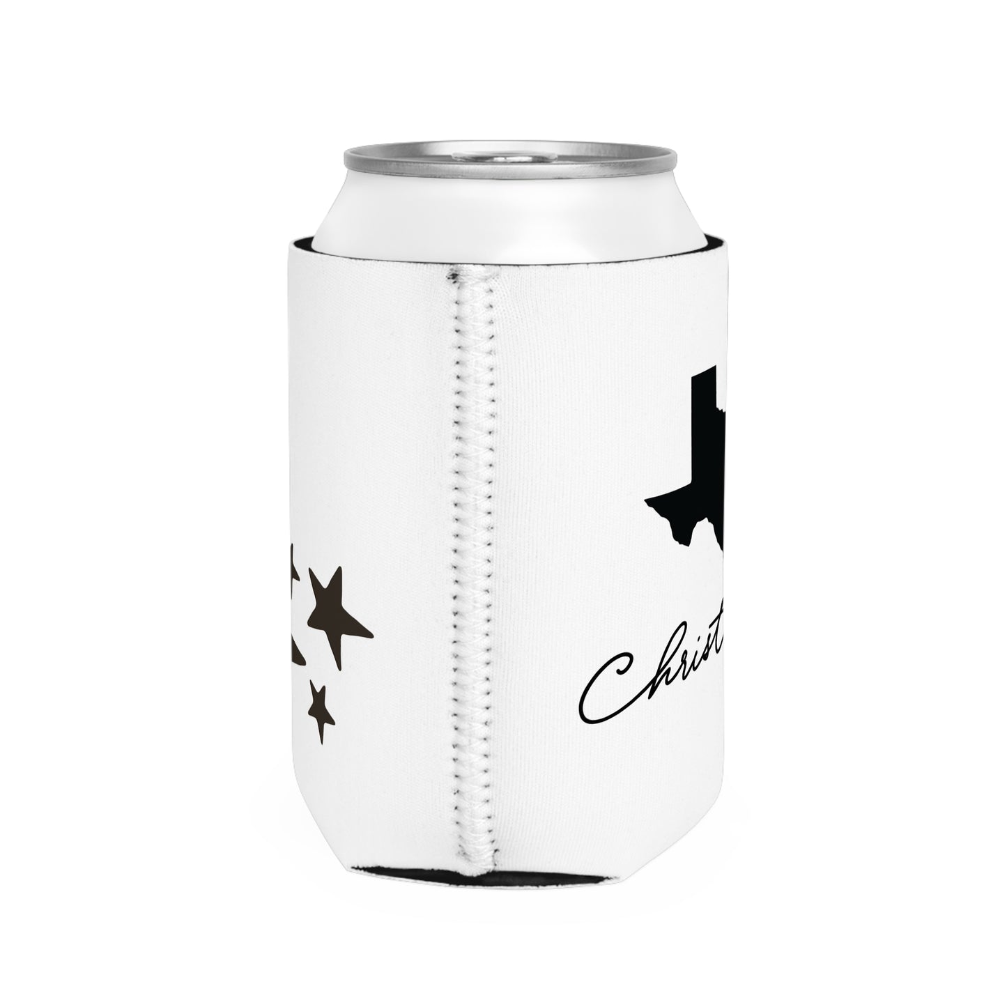 Moon & Stars Valentines Texas State Cut-Out Personalize Custom Name Can Cooler Sleeve