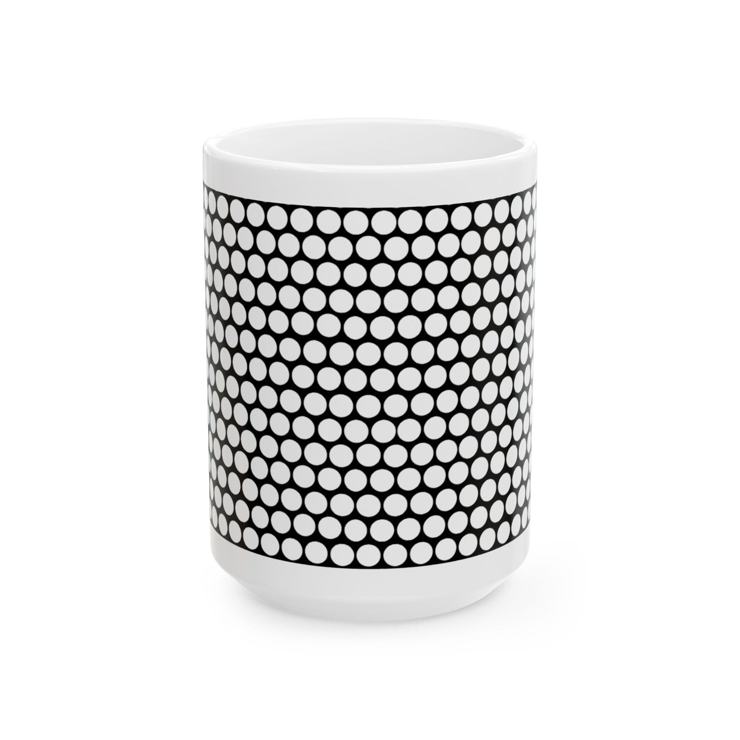 White Polka Dot on Black Ceramic Mug, (11oz, 15oz)