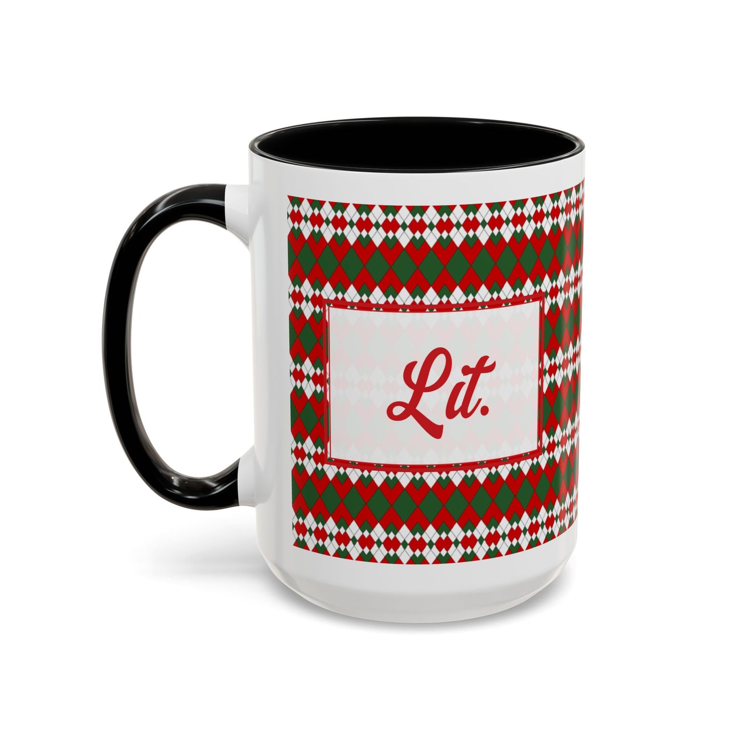 Lit- Christmas Extra Argyle Personalizable Christmas Ceramic Mug (11oz, 15 oz)