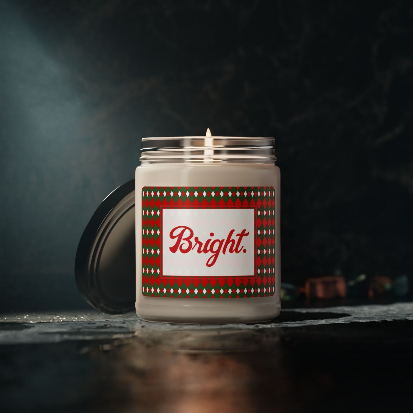 Bright- Christmas Fancy Argyle Scented Soy Candle, 9oz