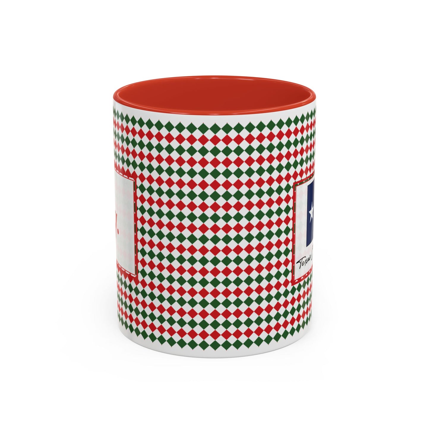 Joy- Christmas Argyle Personalizable Christmas Ceramic Mug (11oz, 15 oz)