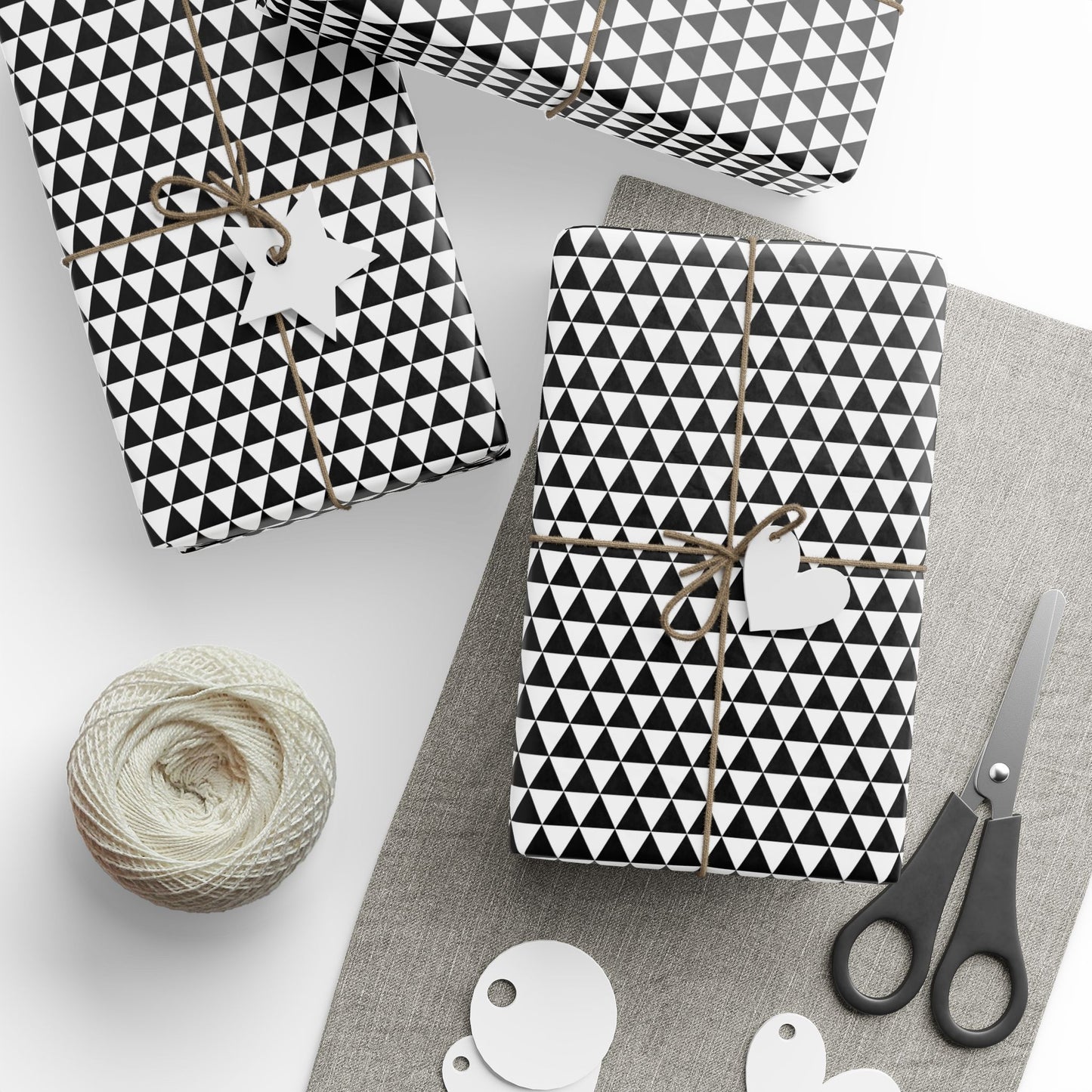 Black Triangle Wrapping Paper | Luxury Matte or Glossy Gift Wrap, 90gsm Fine Art Paper, 3 Sizes