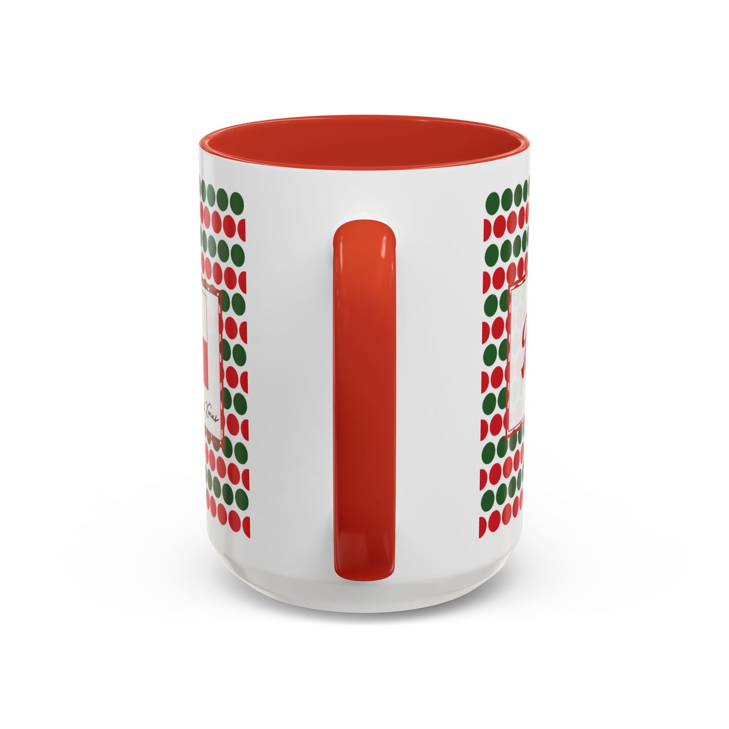 Blitz- Christmas Polka Dots Personalizable Christmas Ceramic Mug (11oz, 15 oz)