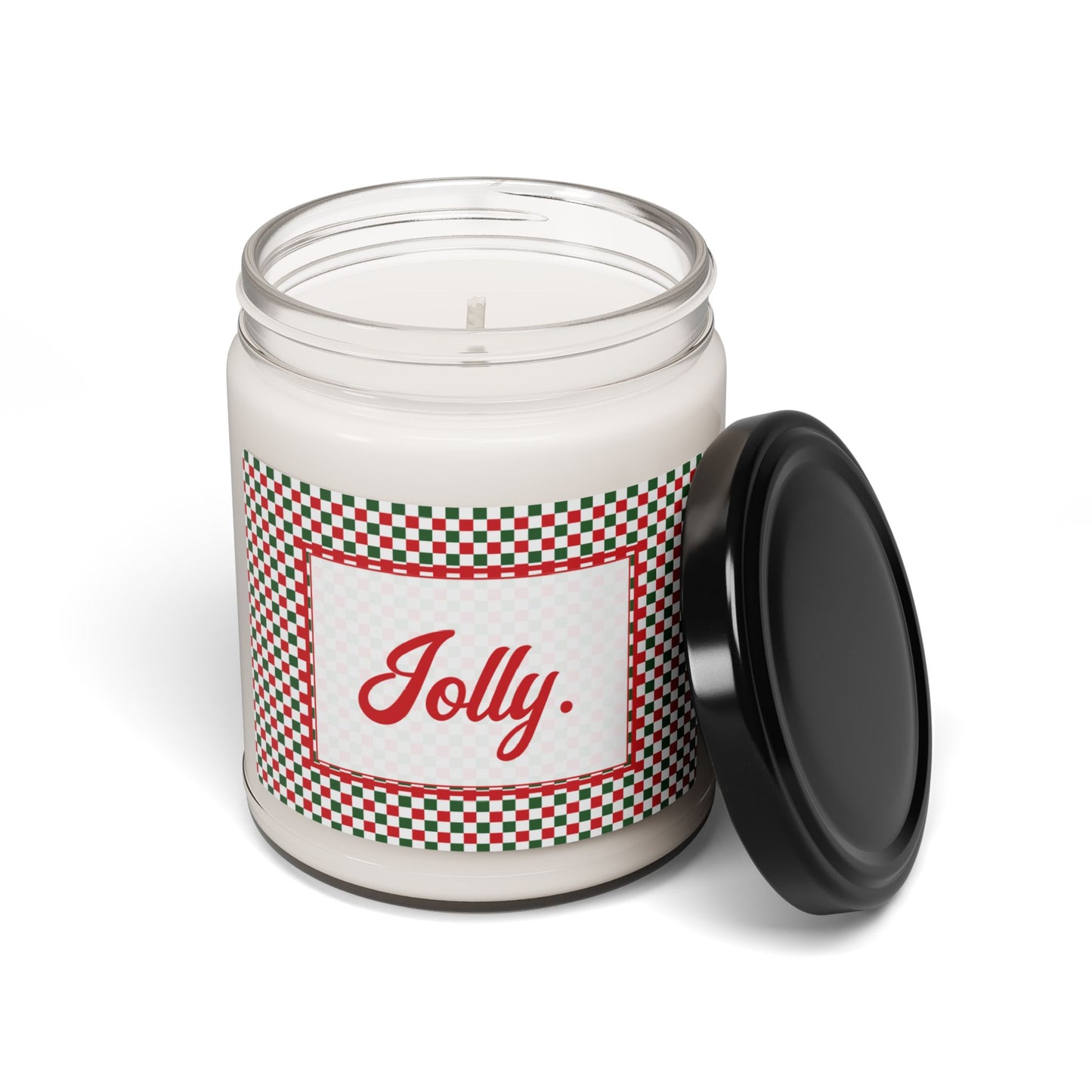 Jolly- Christmas Checkered Scented Soy Candle, 9oz