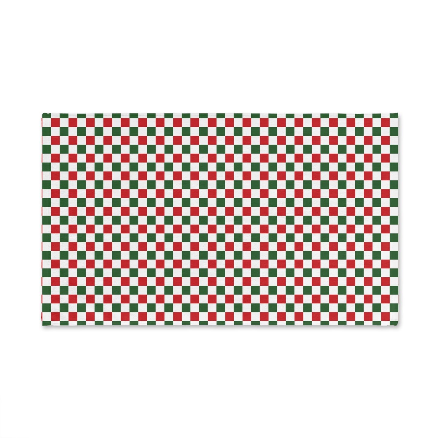 Red Green & White Gingham Christmas Hand Towel | Soft Cotton Back, Printed Polyester Front, Festive Kitchen Bath Décor