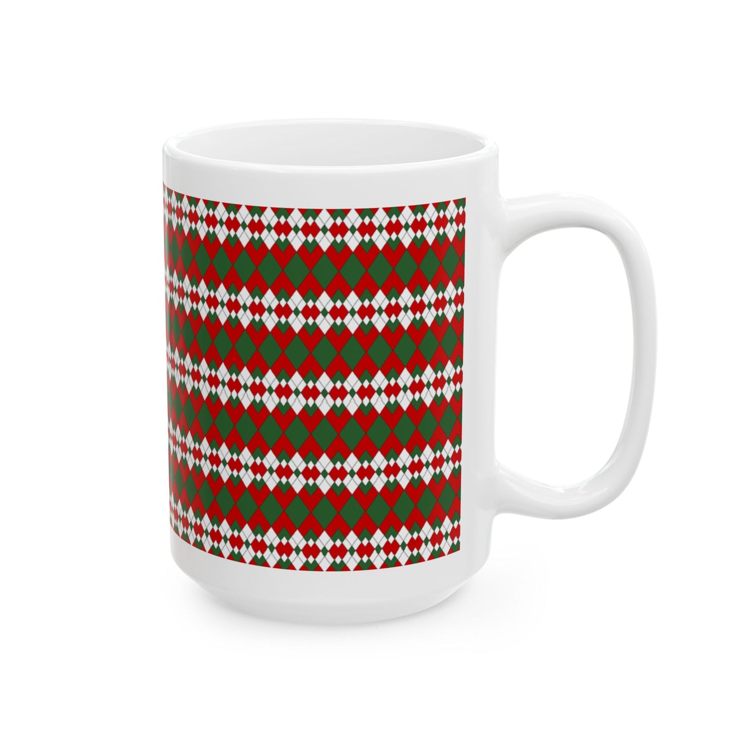 Christmas Extra Argyle Ceramic Mug, (11oz, 15oz)