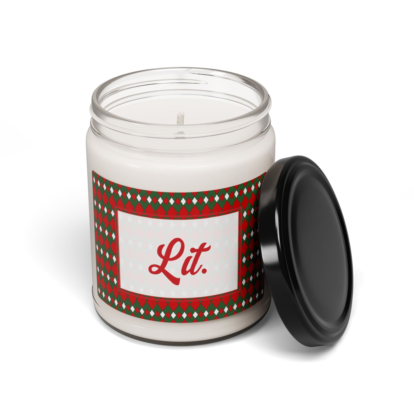 Lit- Christmas Fancy Argyle Scented Soy Candle, 9oz