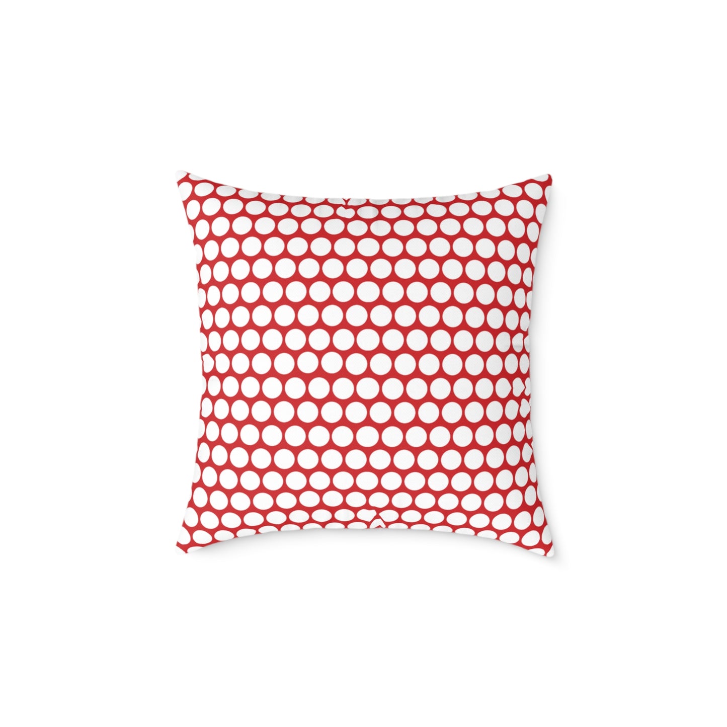 White Polka Dot on Red Christmas Decorative Pillow | Double‑Sided Poly Canvas Cushion, Vibrant Holiday Décor, 5 Sizes