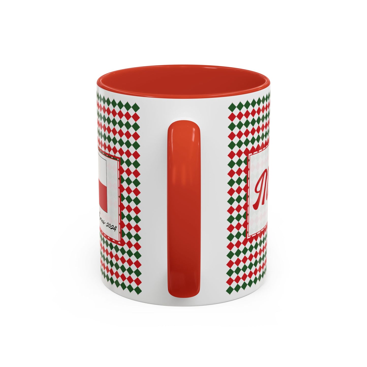 Merry- Christmas Argyle Personalizable Christmas Ceramic Mug (11oz, 15 oz)