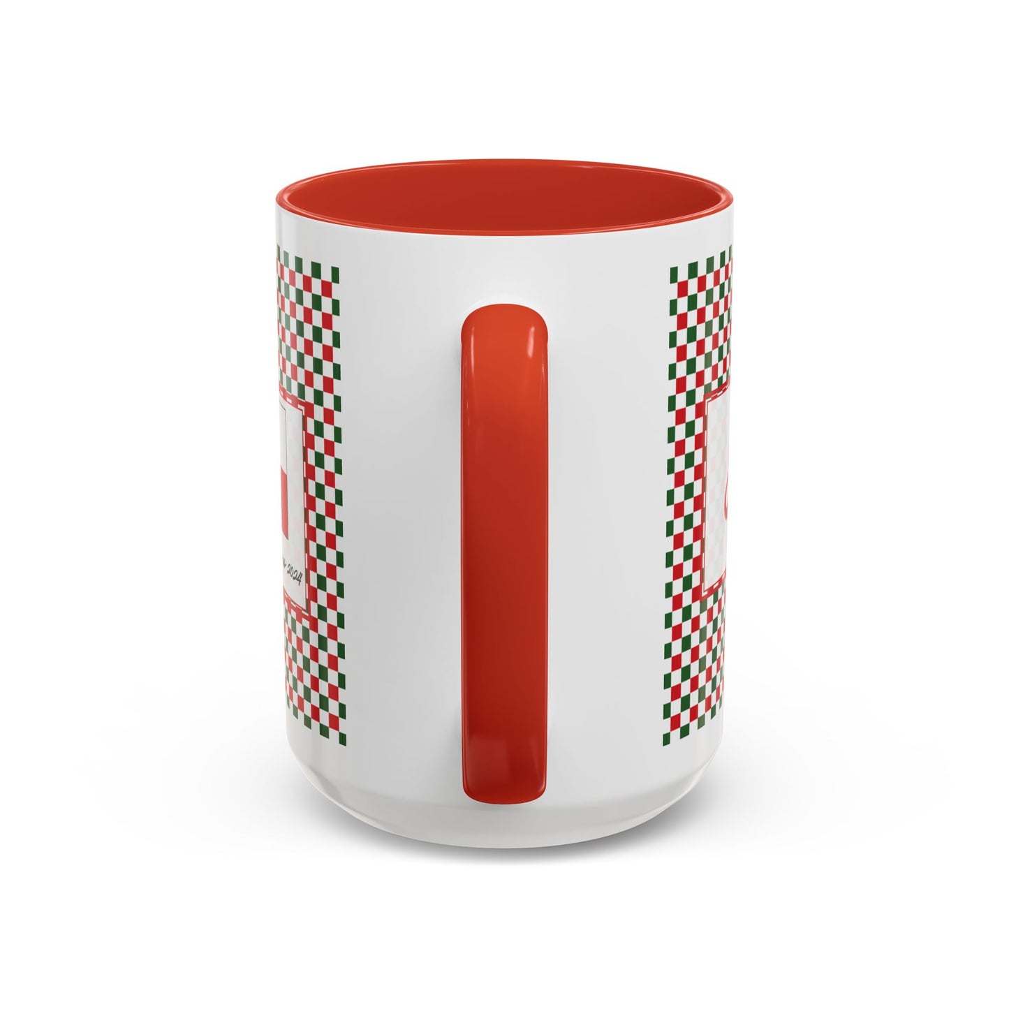 Joy- Christmas Checkered Personalizable Christmas Ceramic Mug (11oz, 15 oz)