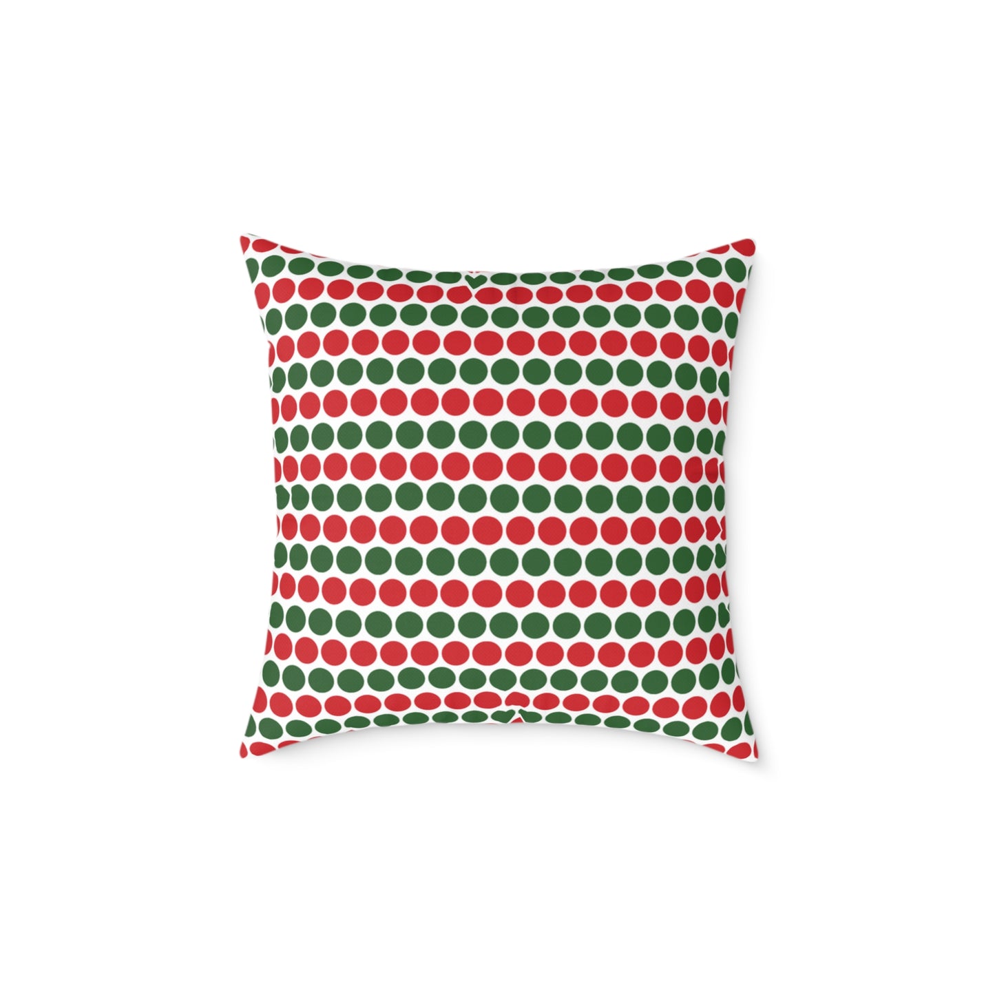 Red & Green Polka Dot Striped Christmas Decorative Pillow | Double‑Sided Poly Canvas Cushion, 5 Sizes, Vibrant Holiday Décor