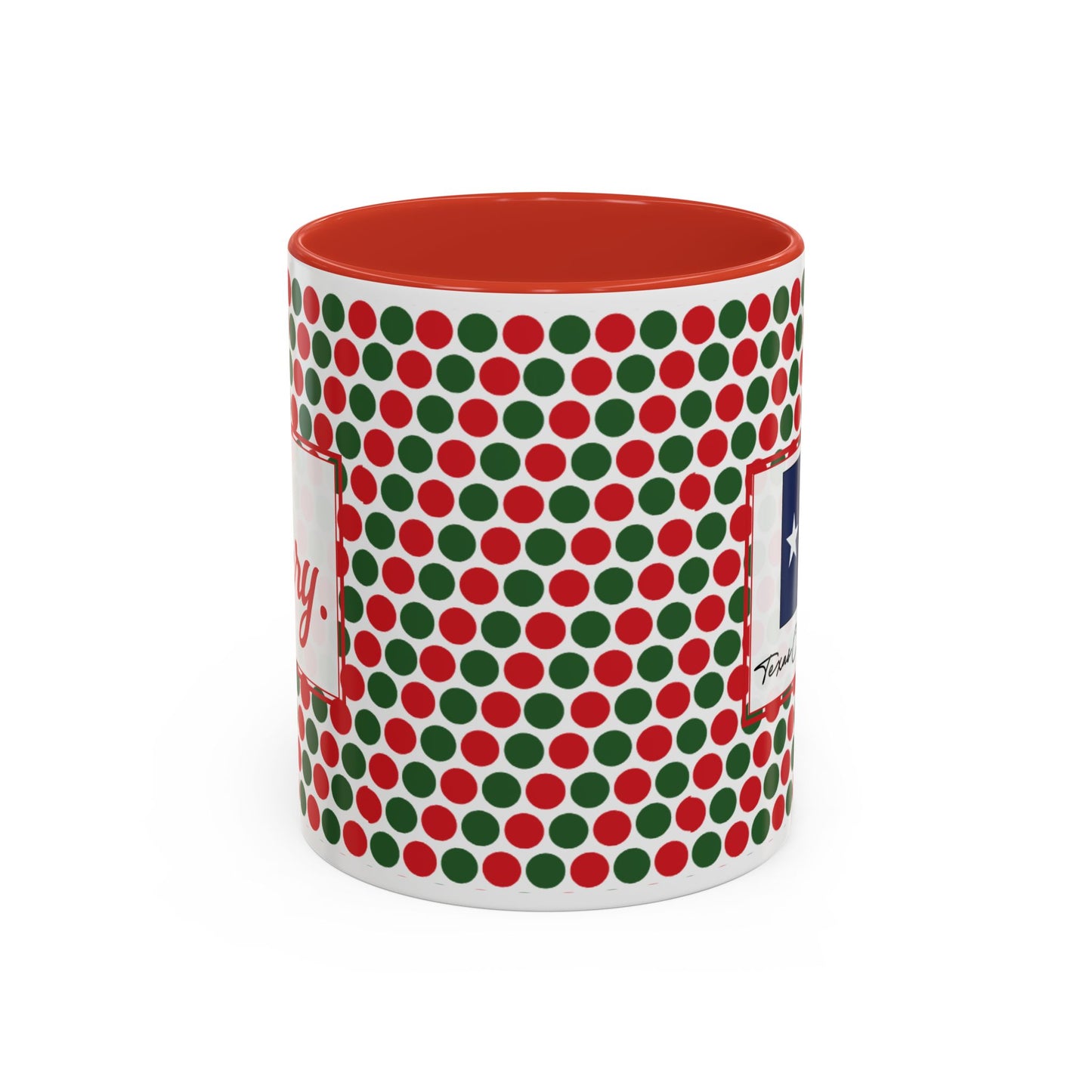 Merry- Christmas Polka Dot Party Personalizable Christmas Ceramic Mug (11oz, 15 oz)