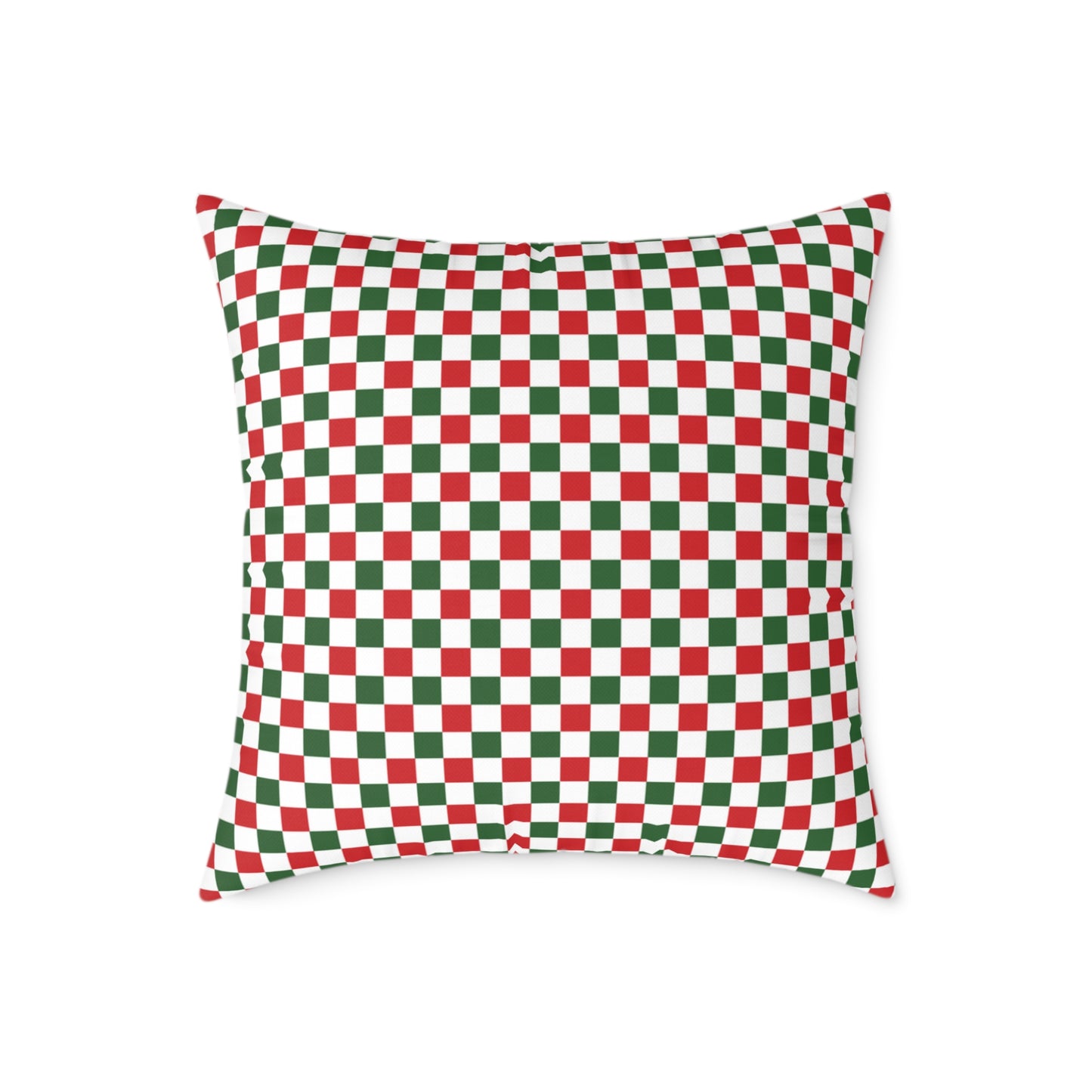 Red Green & White Gingham Christmas Decorative Pillow | Double‑Sided Poly Canvas Cushion, 5 Sizes, Vibrant Holiday Décor