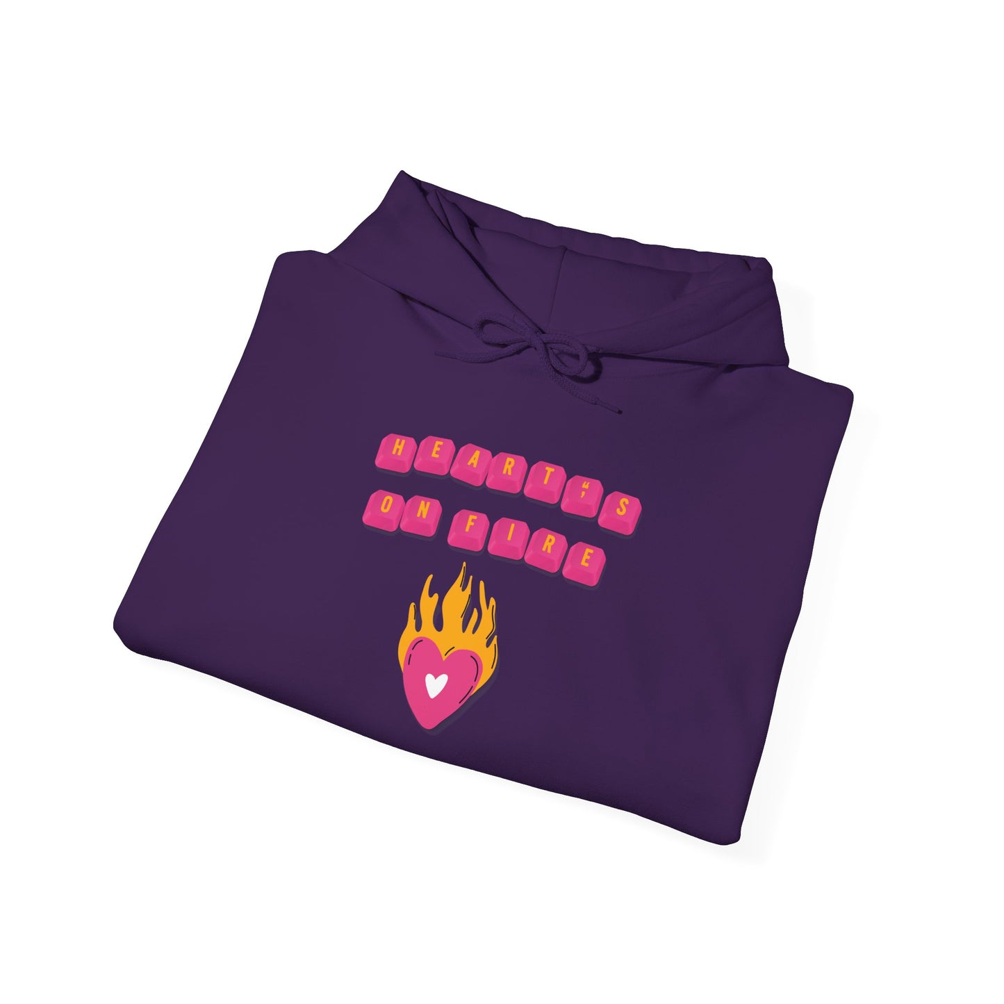 HEART'S ON FIRE Key Caps Flaming Heart Unisex Heavy Blend™ Hooded Sweatshirt