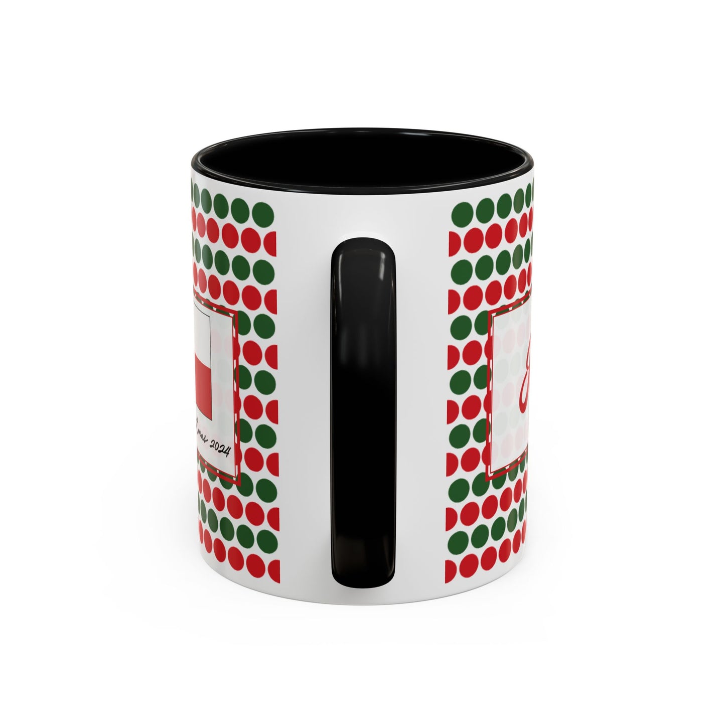 Joy- Christmas Polka Dot Personalizable Christmas Ceramic Mug (11oz, 15 oz)