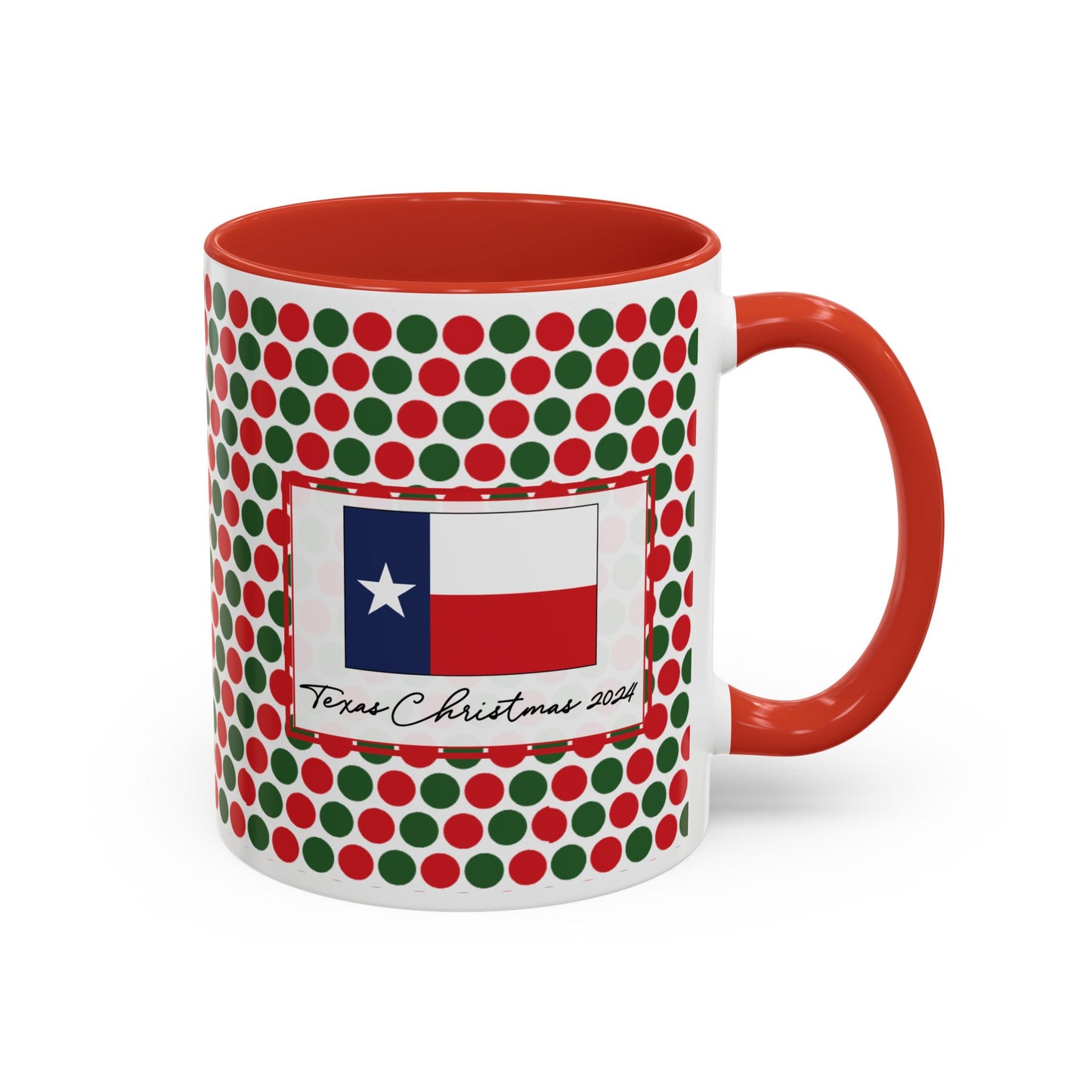 Joy- Christmas Polka Dot Party Personalizable Christmas Ceramic Mug (11oz, 15 oz)