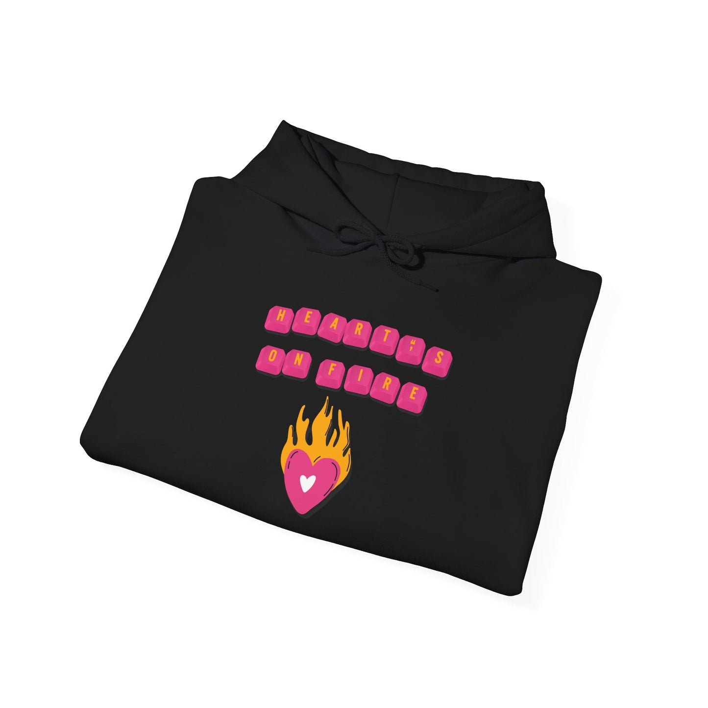 HEART'S ON FIRE Key Caps Flaming Heart Unisex Heavy Blend™ Hooded Sweatshirt