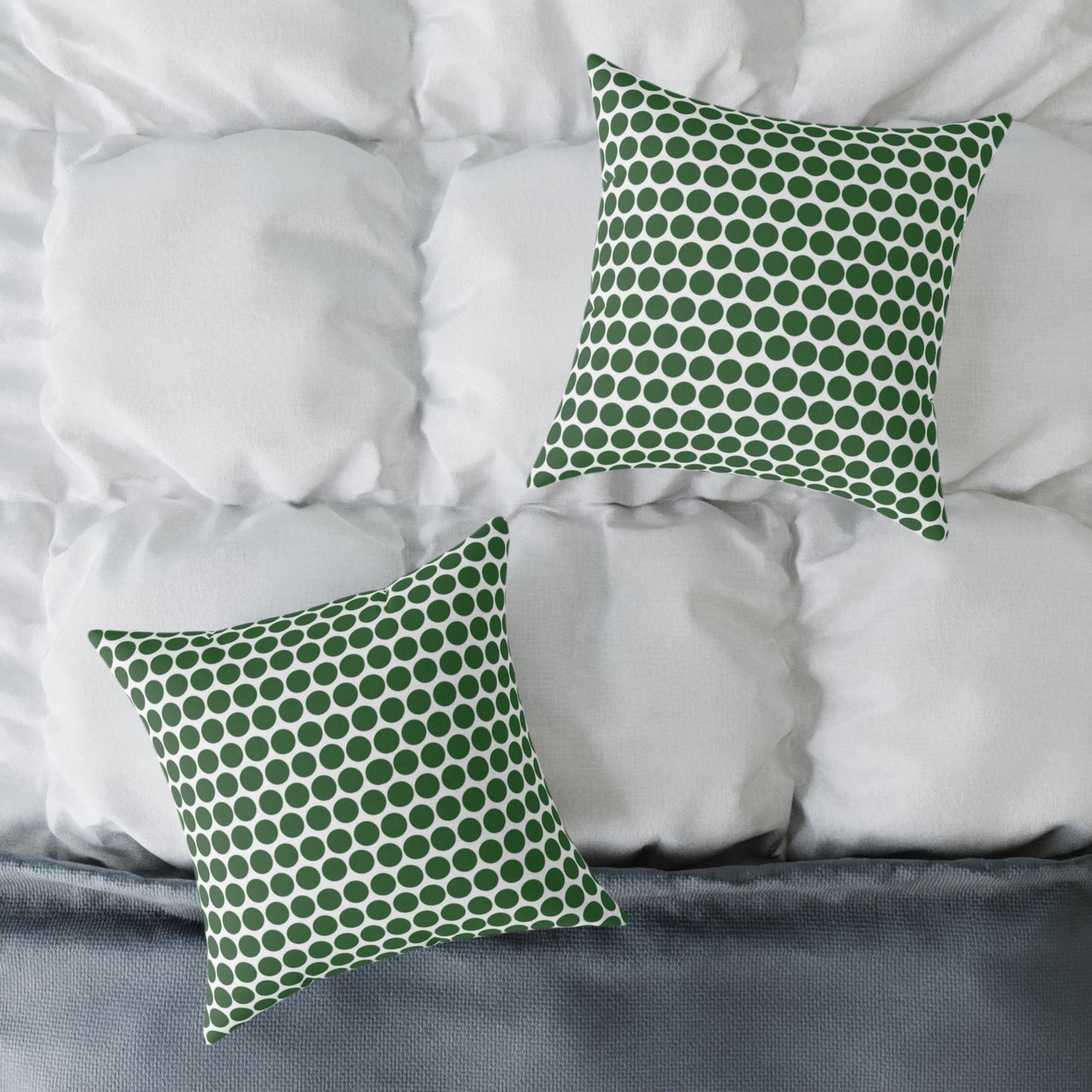 Green Polka Dot Christmas Decorative Pillow | Double‑Sided Poly Canvas Cushion, Vibrant Holiday Décor, 5 Sizes