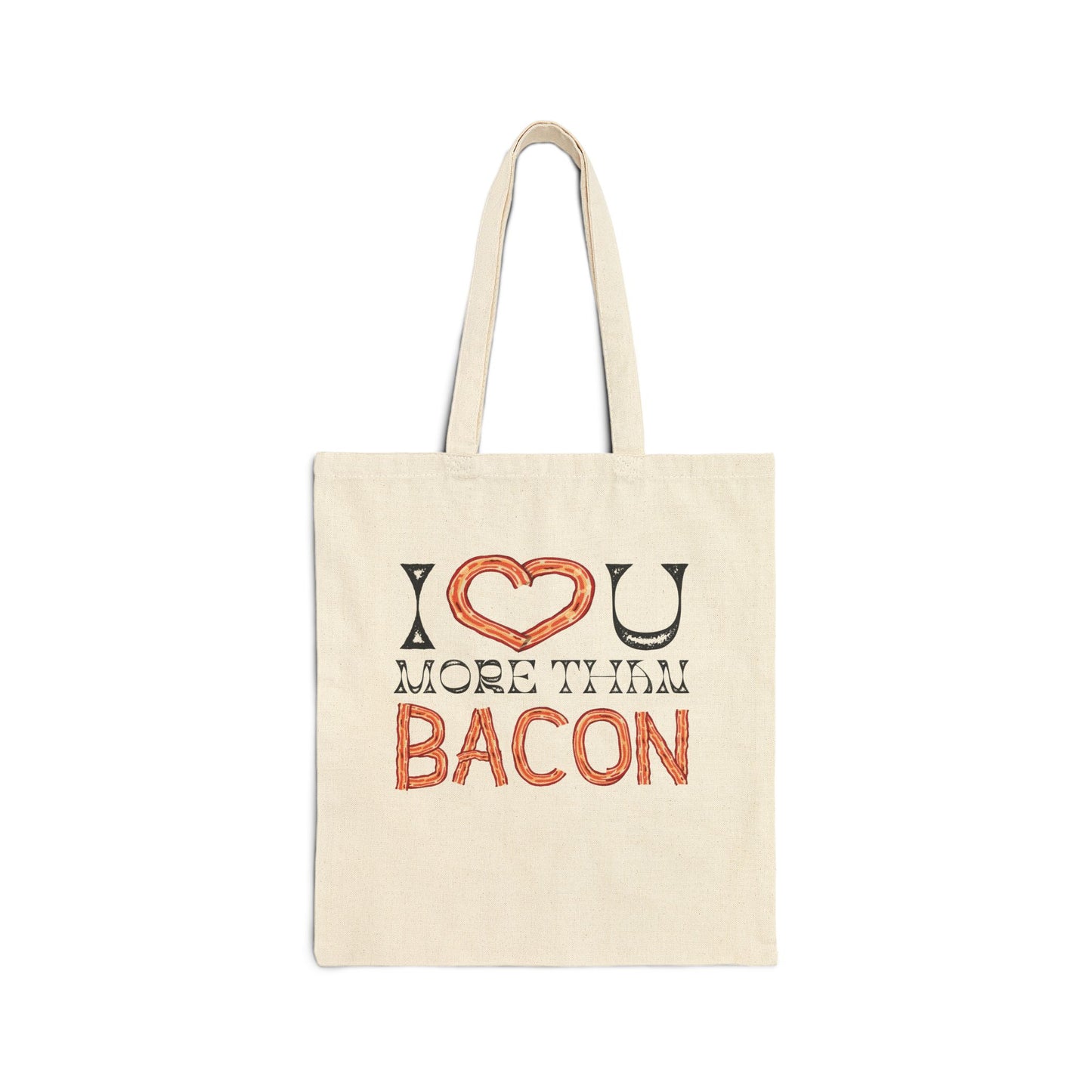 I Love You More Than Bacon Texas Flag Valentines Personalize Custom Name Cotton Canvas Tote Bag