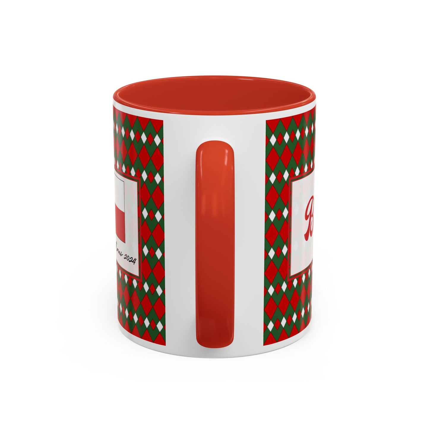 Blitz- Christmas Fancy Argyle Personalizable Christmas Ceramic Mug (11oz, 15 oz)