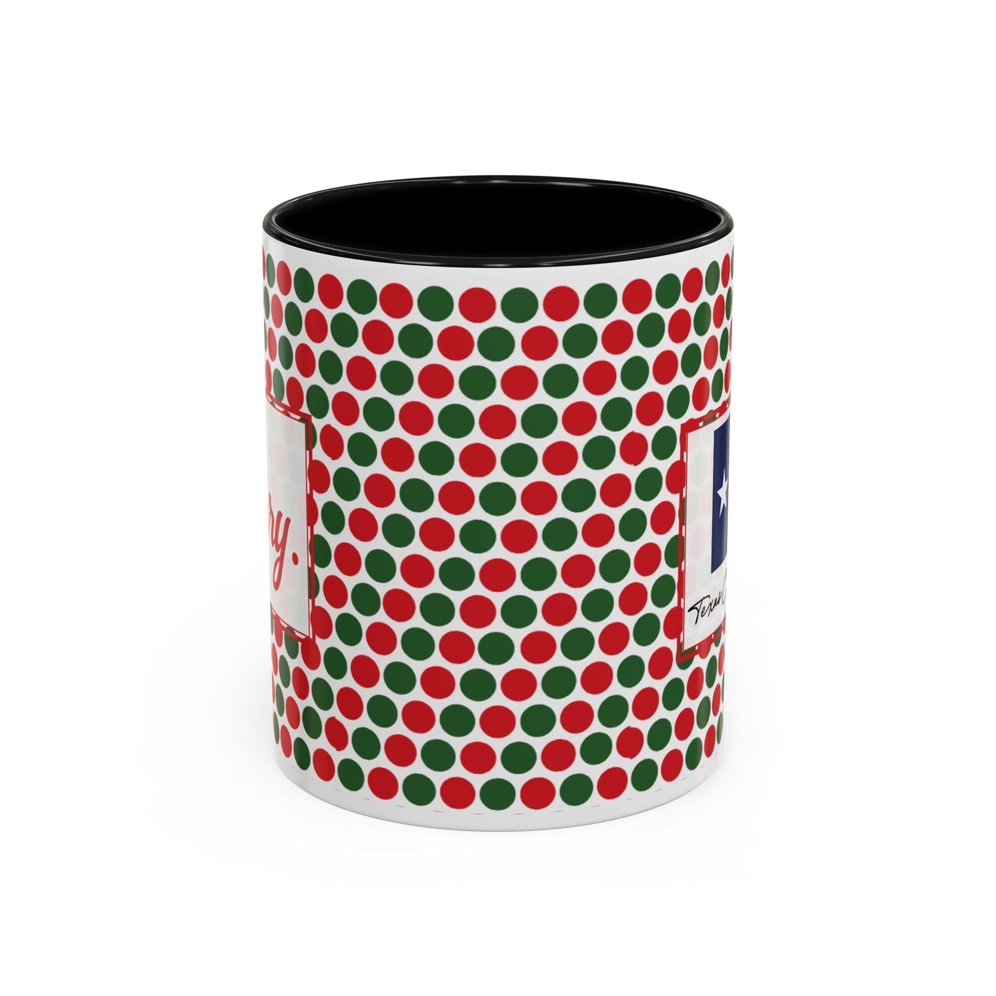 Merry- Christmas Polka Dot Party Personalizable Christmas Ceramic Mug (11oz, 15 oz)