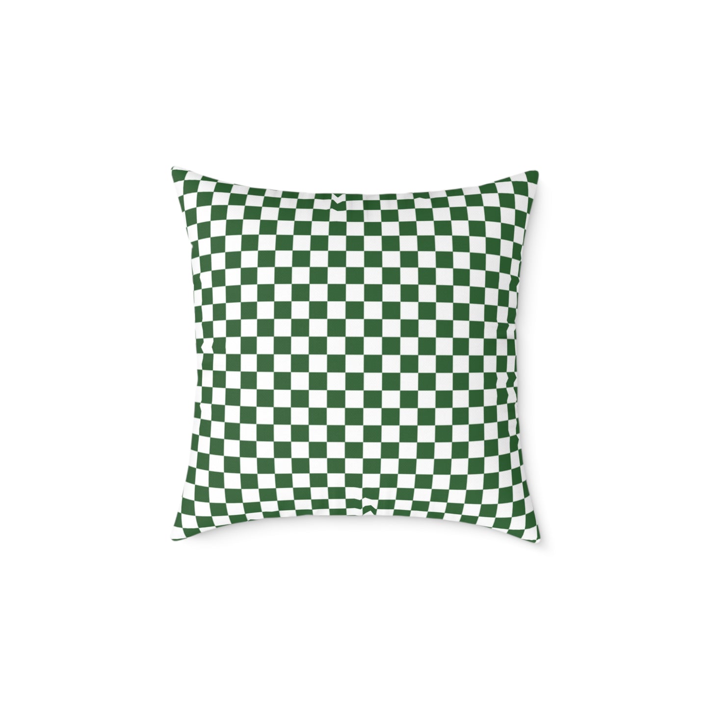 Green & White Check Christmas Decorative Pillow | Double‑Sided Poly Canvas Cushion, Vibrant Holiday Décor, 5 Sizes