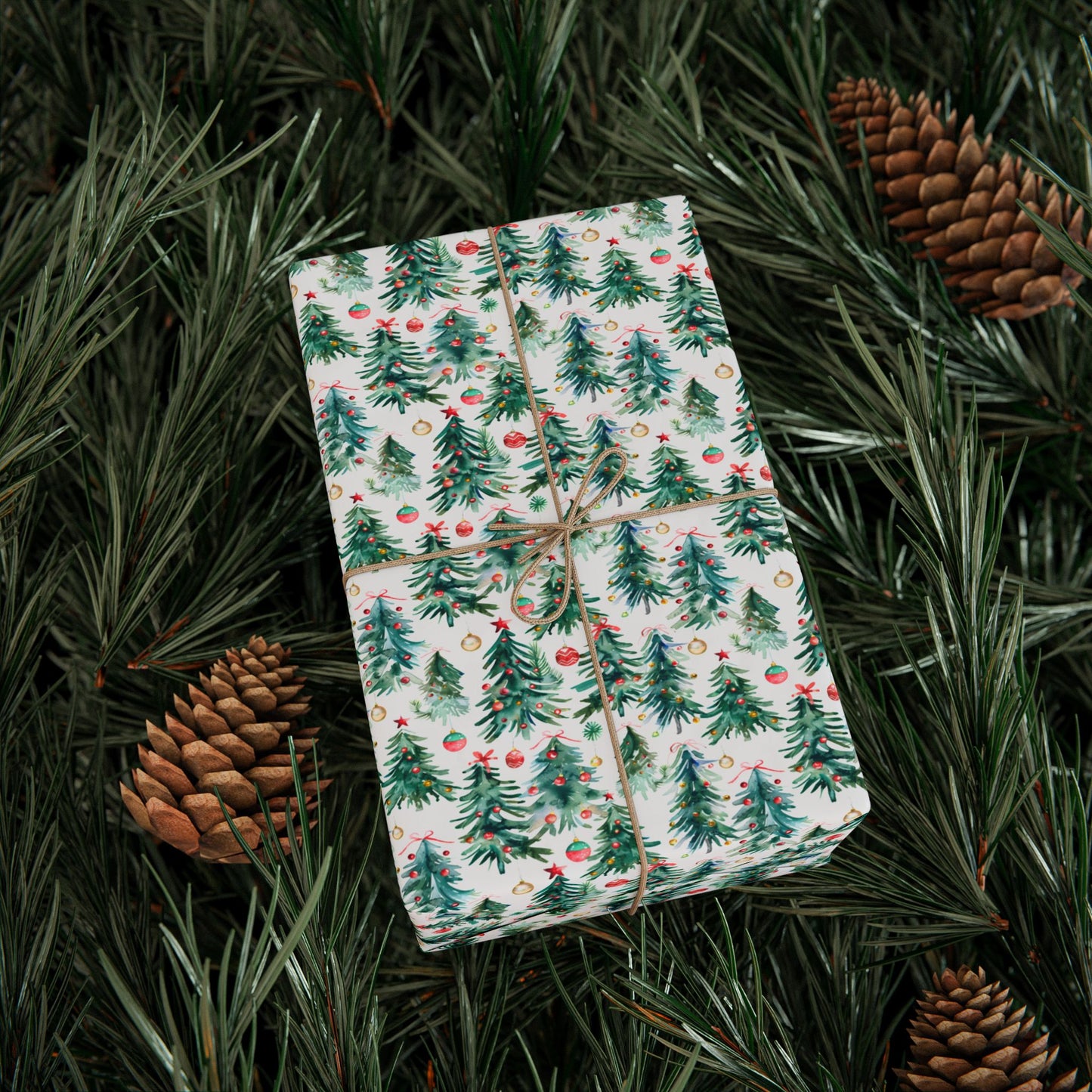 Watercolor Christmas Trees Wrapping Paper