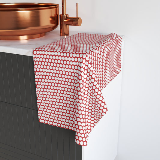 White Polka Dot on Red Hand Towel