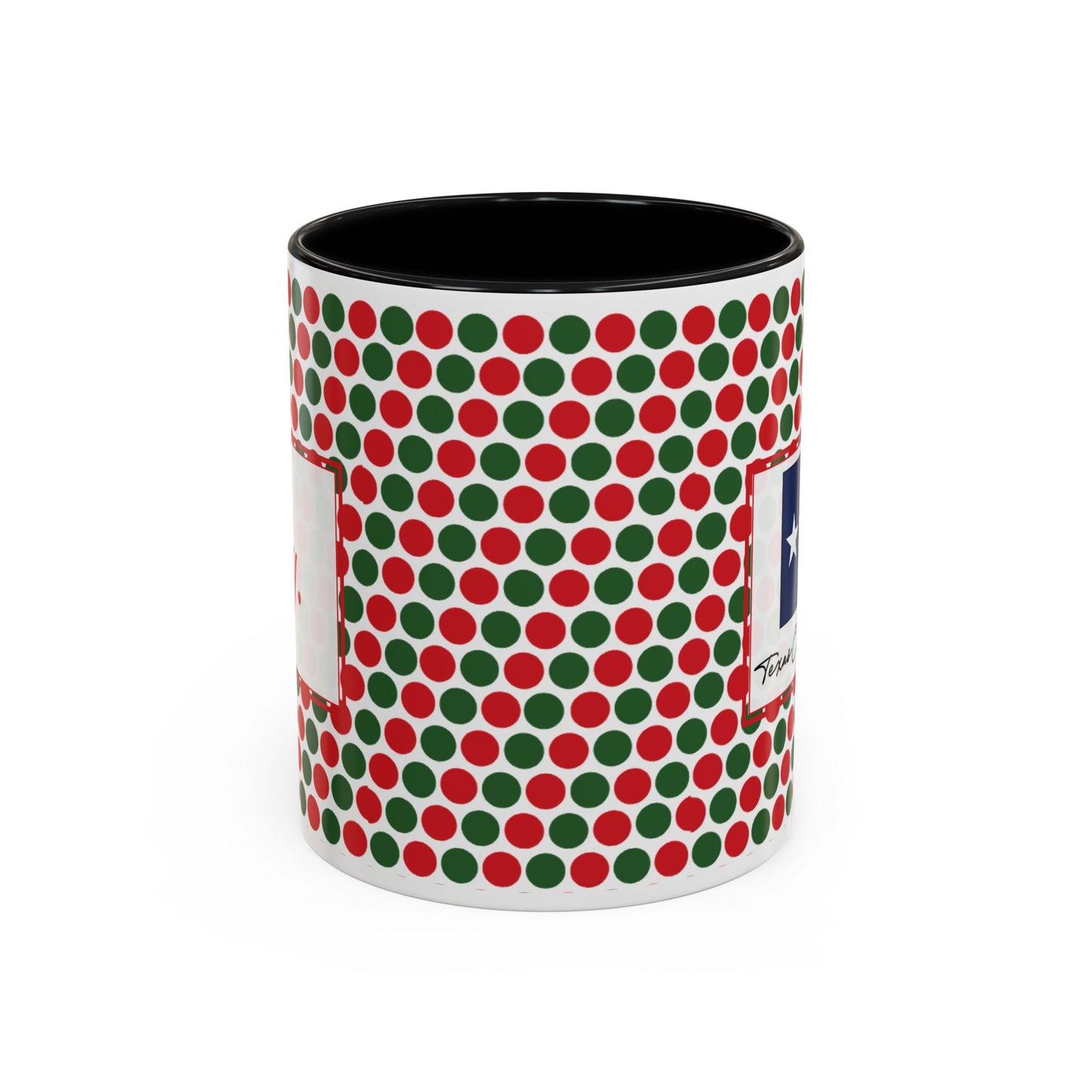 Joy- Christmas Polka Dot Party Personalizable Christmas Ceramic Mug (11oz, 15 oz)