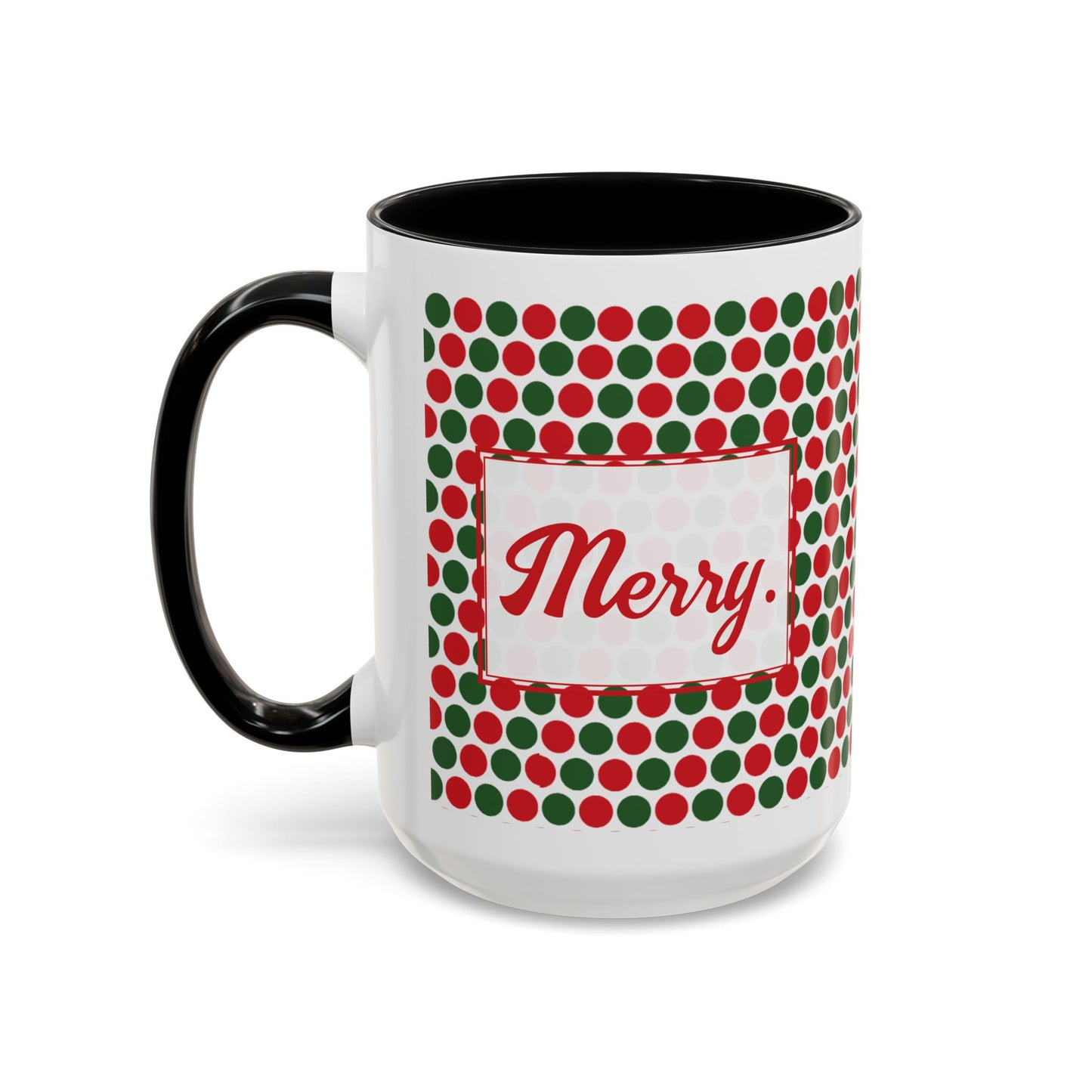 Merry- Christmas Polka Dot Party Personalizable Christmas Ceramic Mug (11oz, 15 oz)