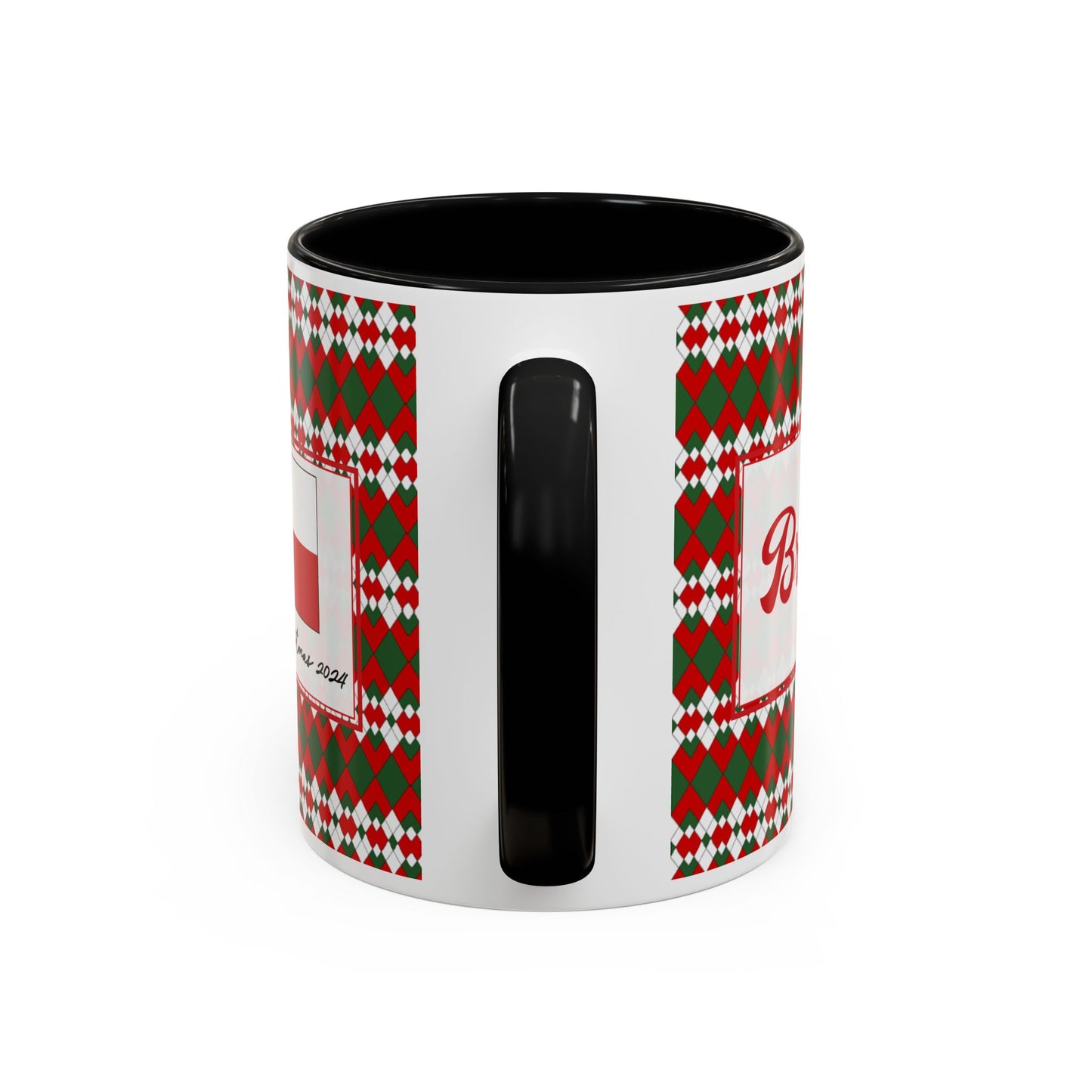 Bright- Christmas Extra Argyle Personalizable Christmas Ceramic Mug (11oz, 15 oz)