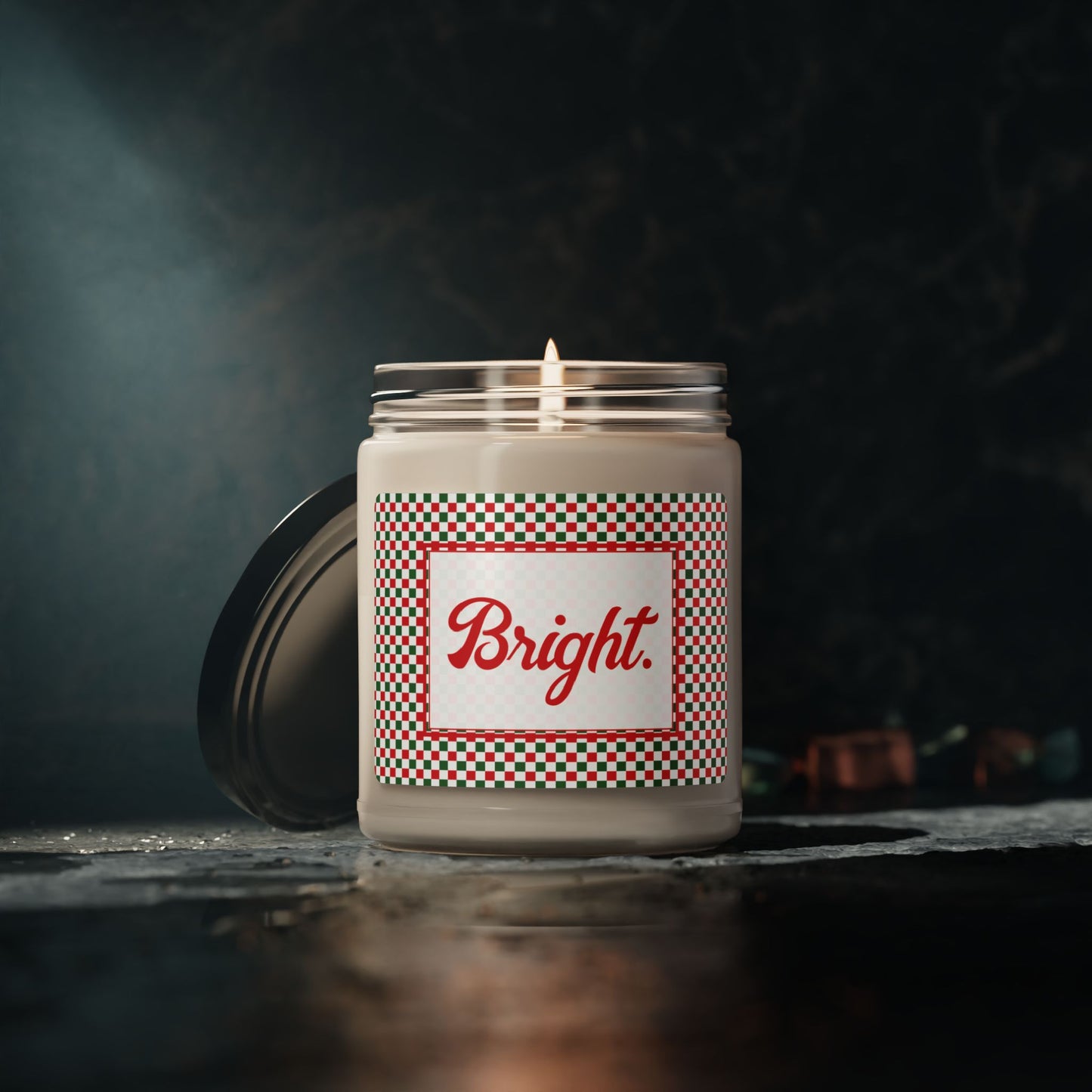 Bright- Christmas Checkered Scented Soy Candle, 9oz