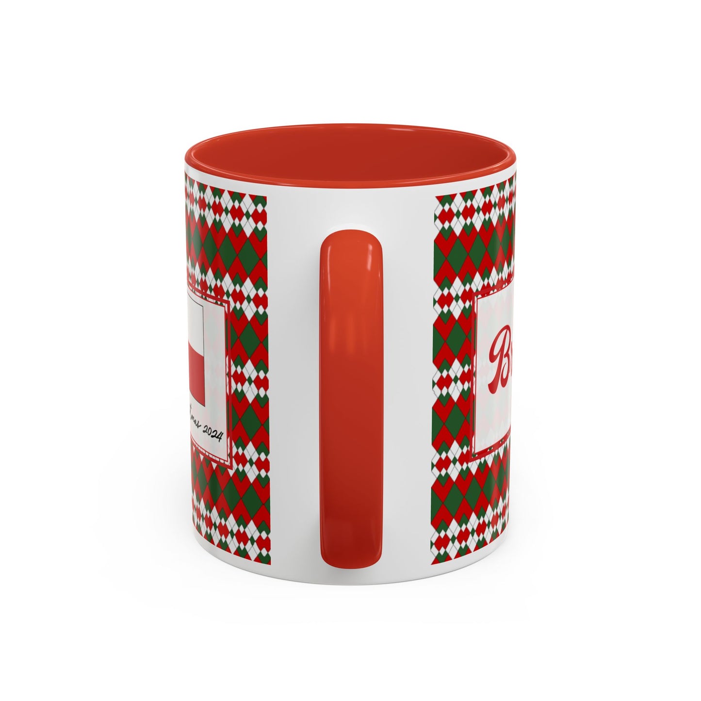 Bright- Christmas Extra Argyle Personalizable Christmas Ceramic Mug (11oz, 15 oz)