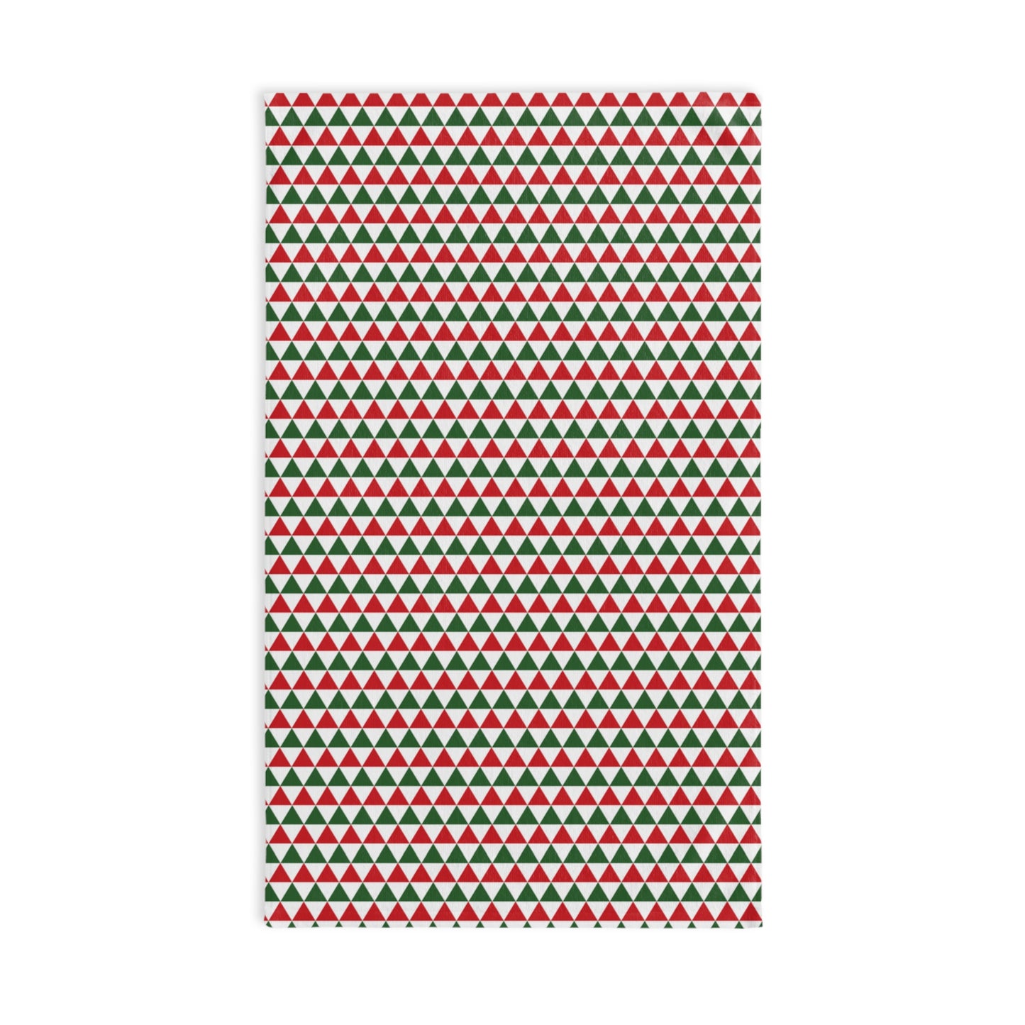 Red & Green Triangle Striped Christmas Hand Towel | Soft Cotton Back, Printed Polyester Front, Festive Kitchen/Bath Décor