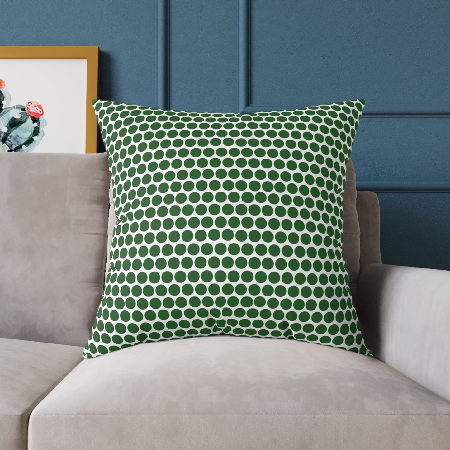 Green Polka Dot Christmas Decorative Pillow | Double‑Sided Poly Canvas Cushion, Vibrant Holiday Décor, 5 Sizes
