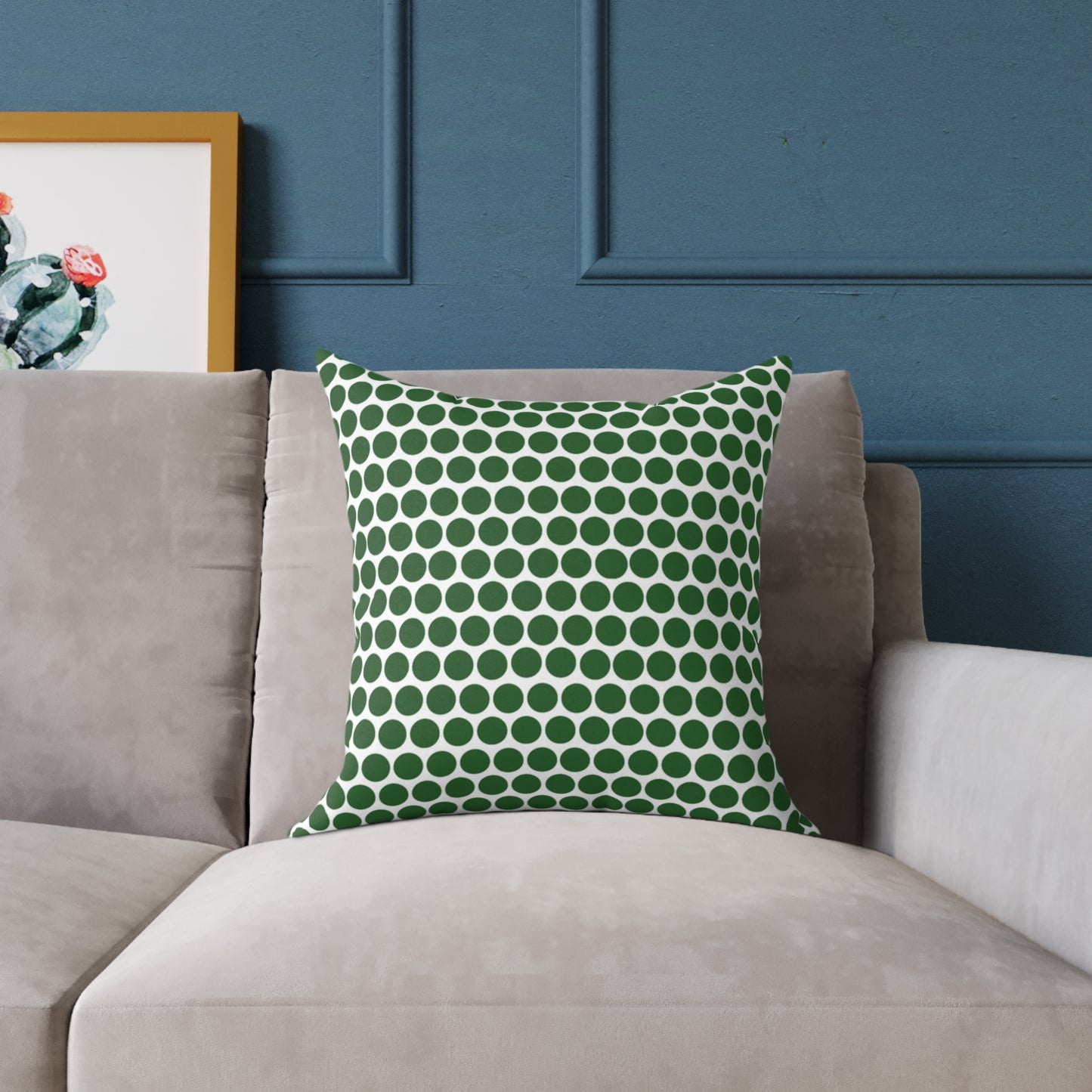 Green Polka Dot Christmas Decorative Pillow | Double‑Sided Poly Canvas Cushion, Vibrant Holiday Décor, 5 Sizes