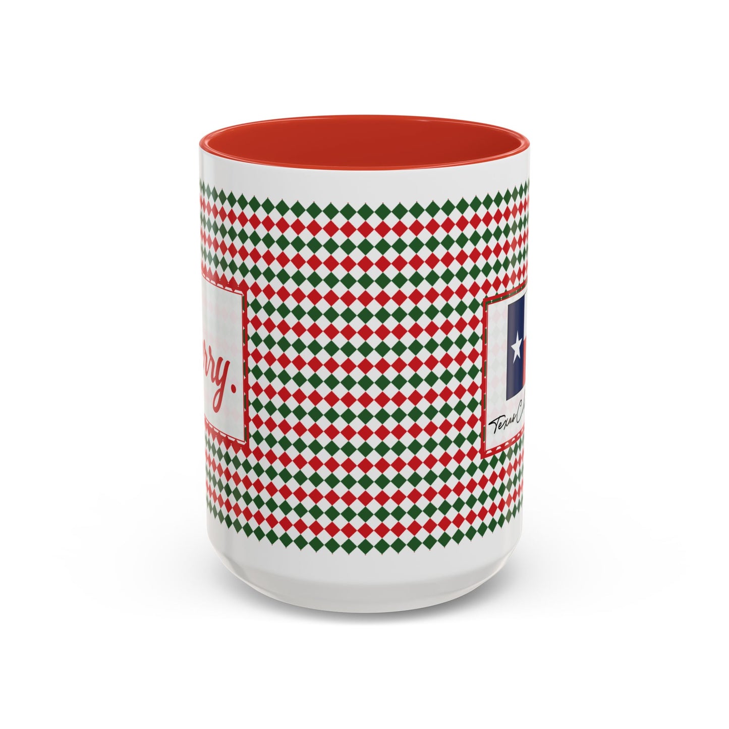 Merry- Christmas Argyle Personalizable Christmas Ceramic Mug (11oz, 15 oz)