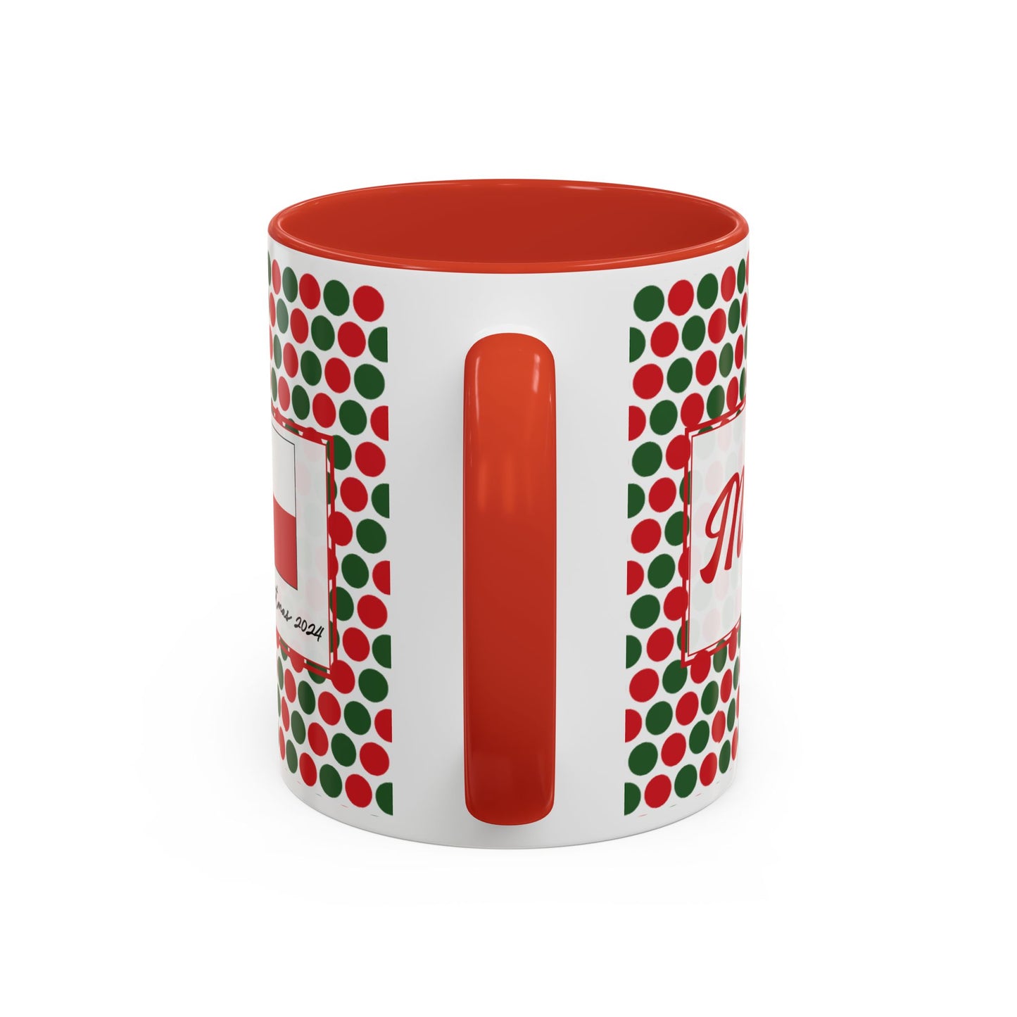 Merry- Christmas Polka Dot Party Personalizable Christmas Ceramic Mug (11oz, 15 oz)